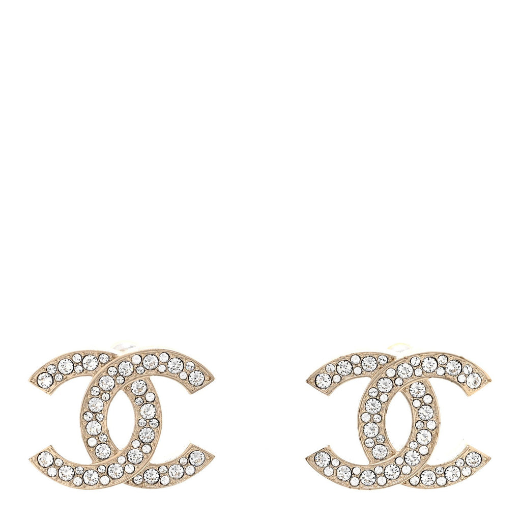 Crystal CC Large Stud Earrings Gold