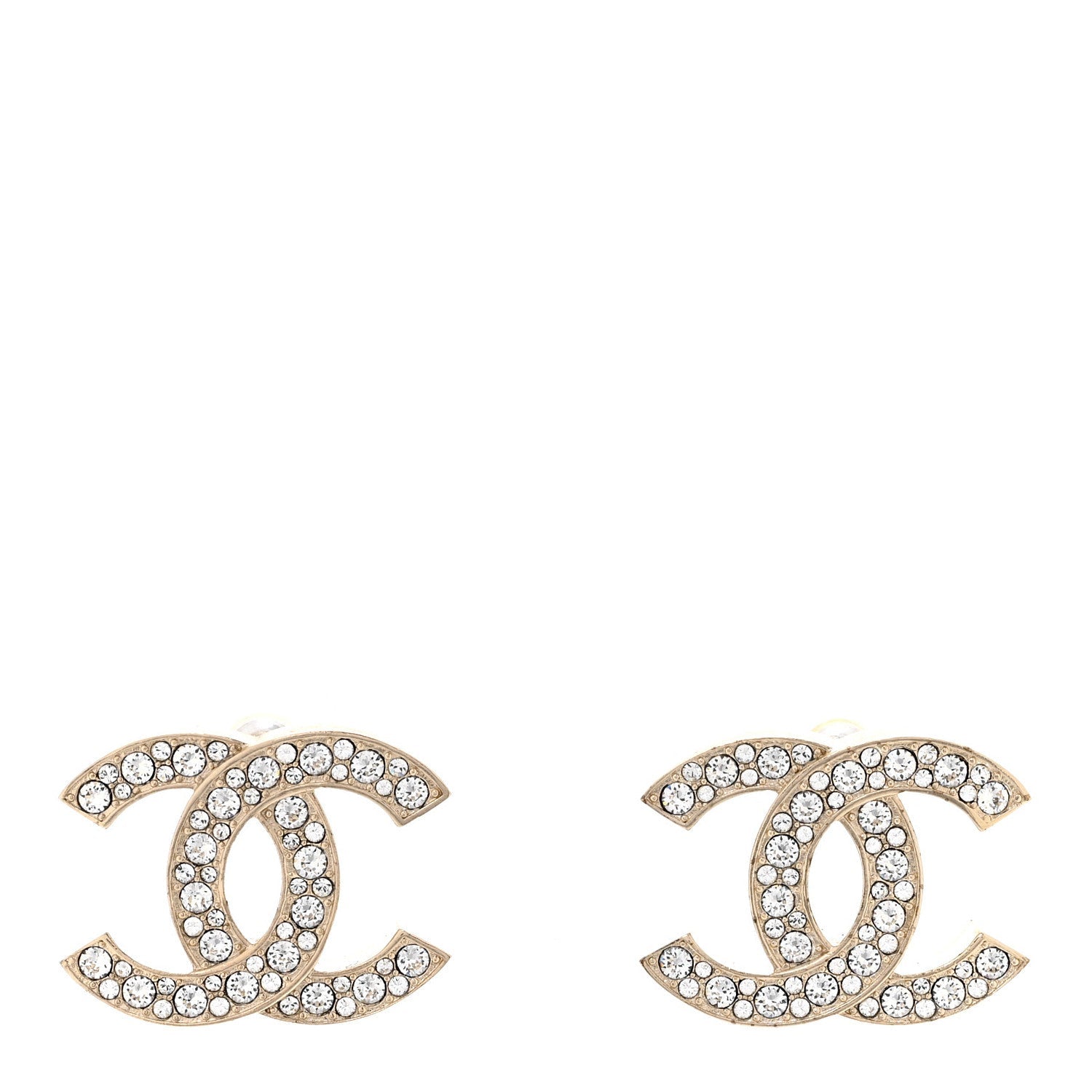Crystal CC Large Stud Earrings Gold