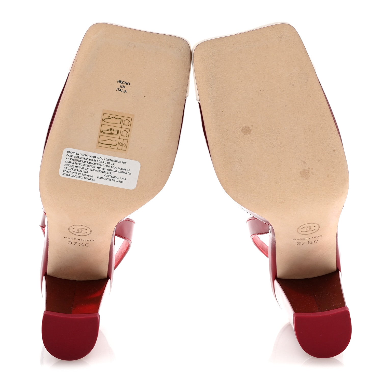 Lambskin Laminated Calfskin Cap Toe CC Slingback Pumps 37.5 Red Ivory