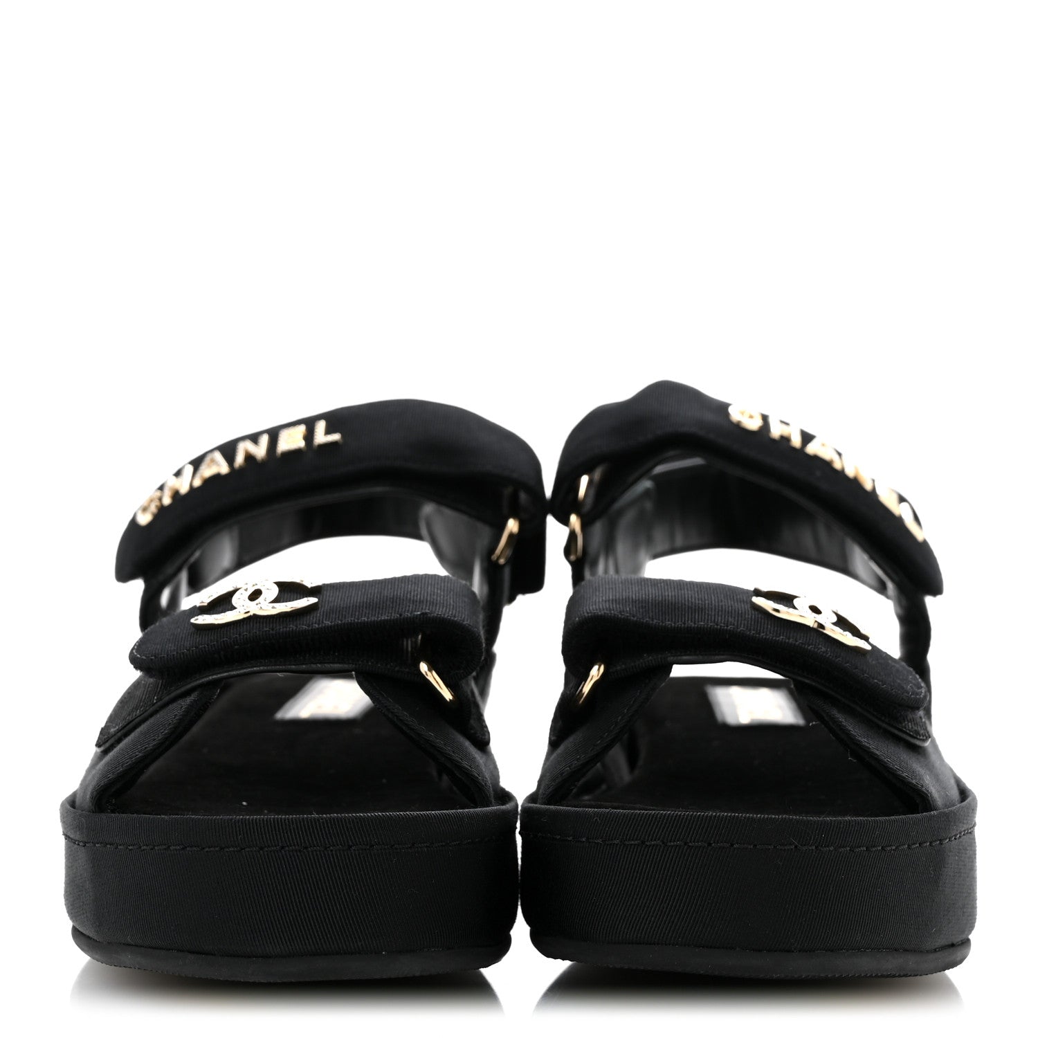 Grosgrain Crystal Logo Platform Sandals 38 Black