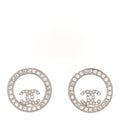 Crystal CC Round Earrings Silver