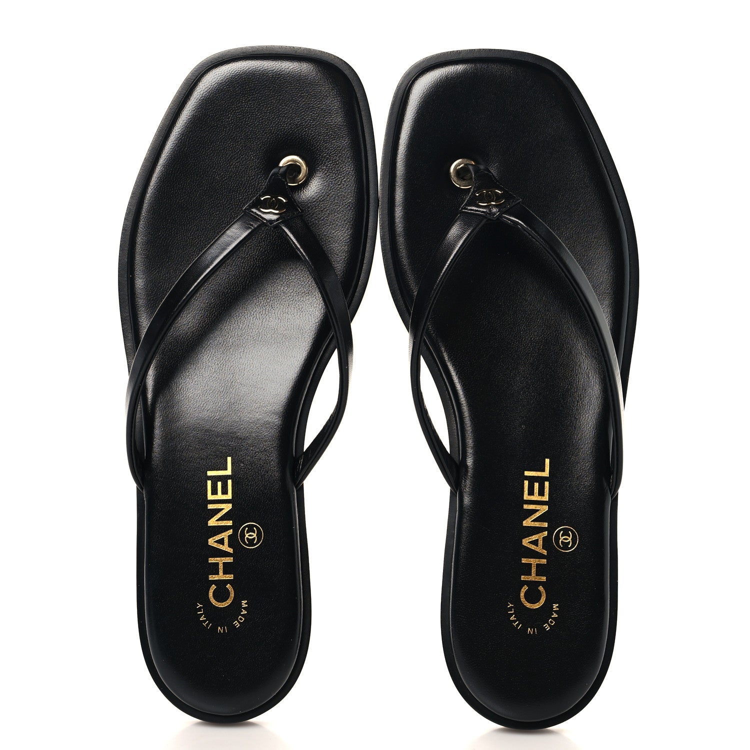 Goatskin CC Times Square Thong Sandals 39 Black