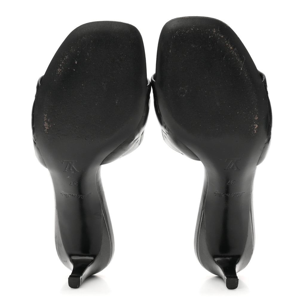 Lambskin Embossed Monogram Revival Mid Heel Mules 37 Black