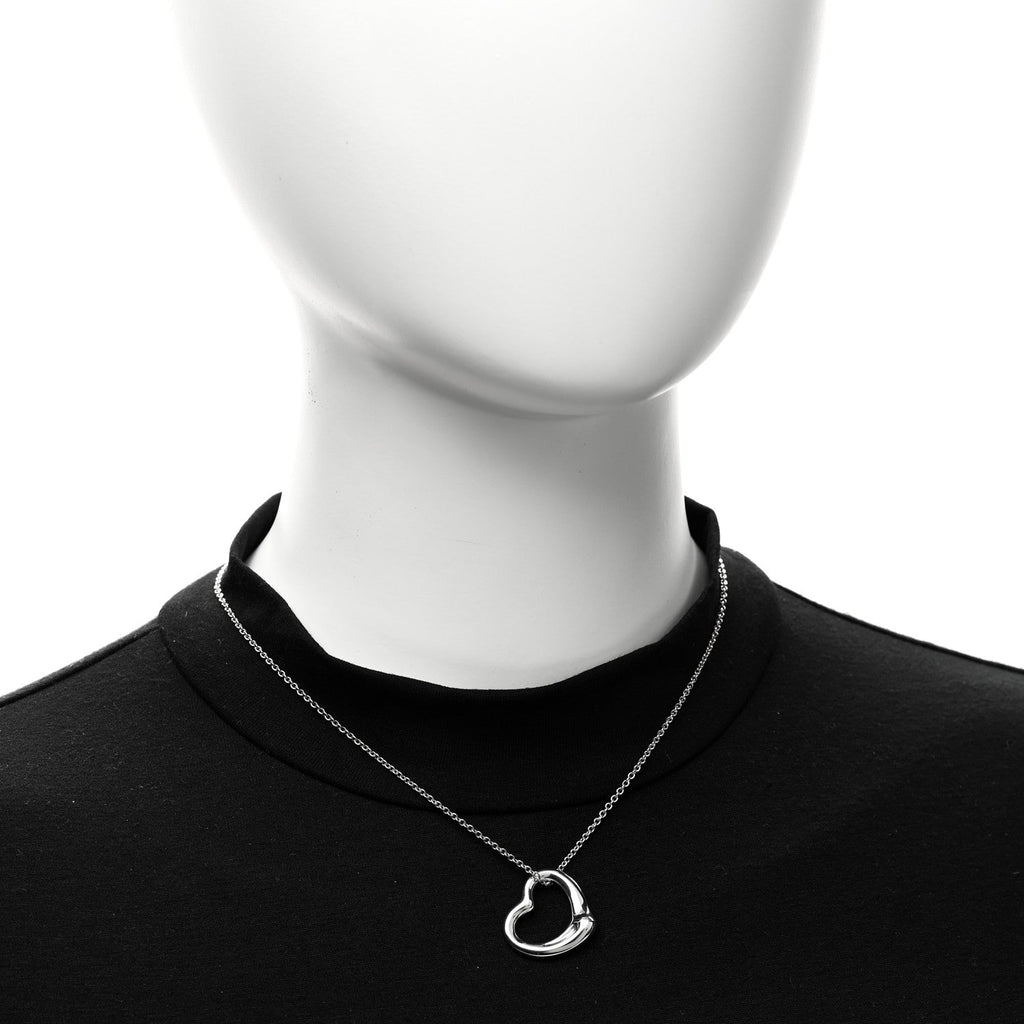 Sterling Silver 22mm Elsa Peretti Open Heart Pendant Necklace