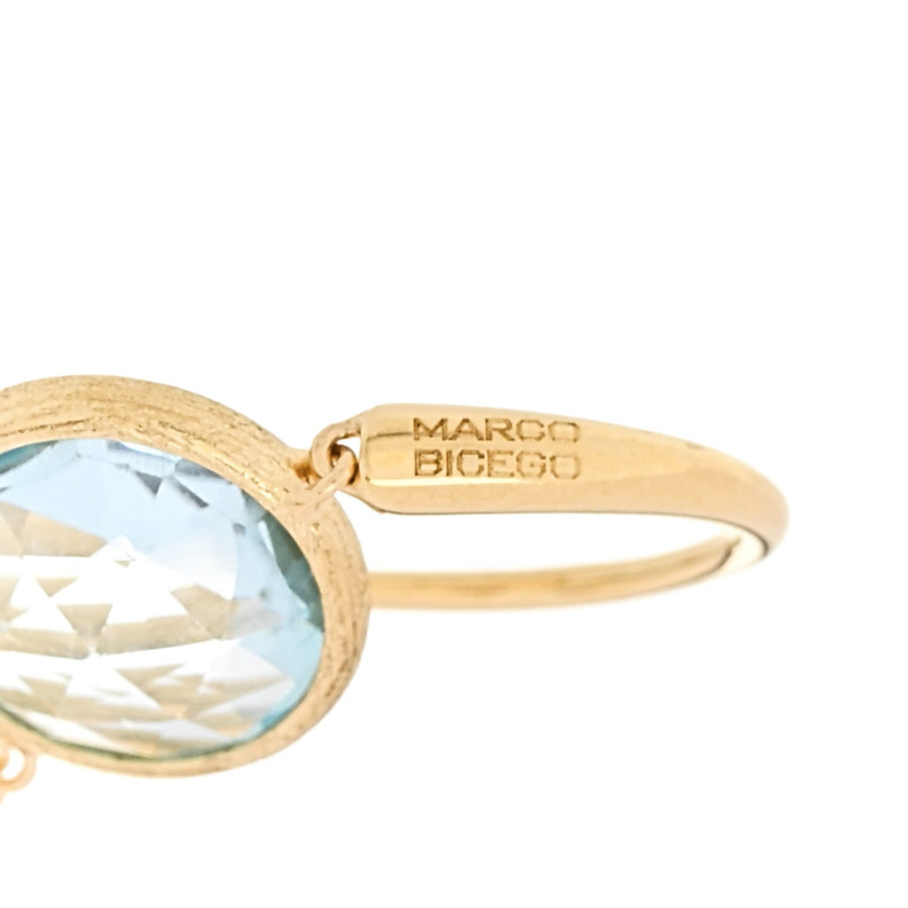 18K Yellow Gold Blue Topaz Jaipur Color Two Strand Earrings