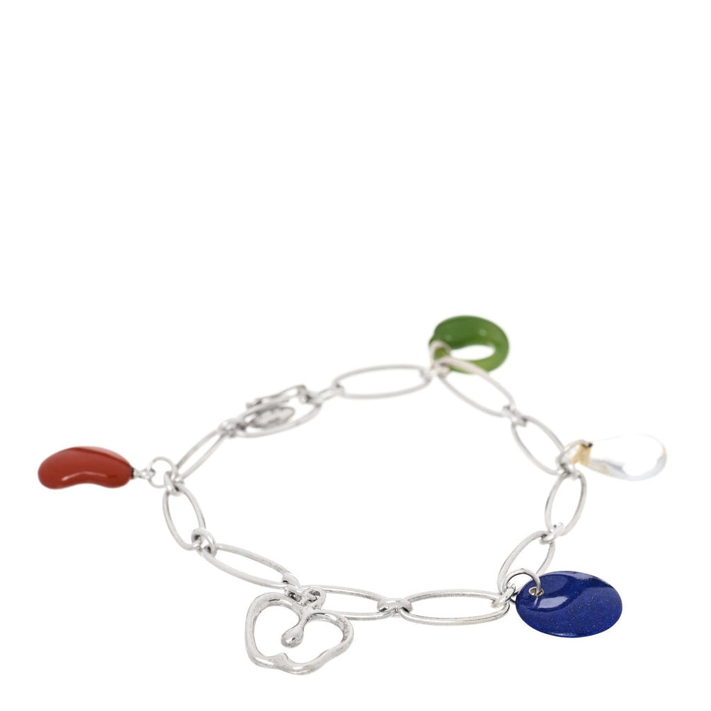 Sterling SIlver Multi Gemstone Elsa Peretti Five Charm Bracelet