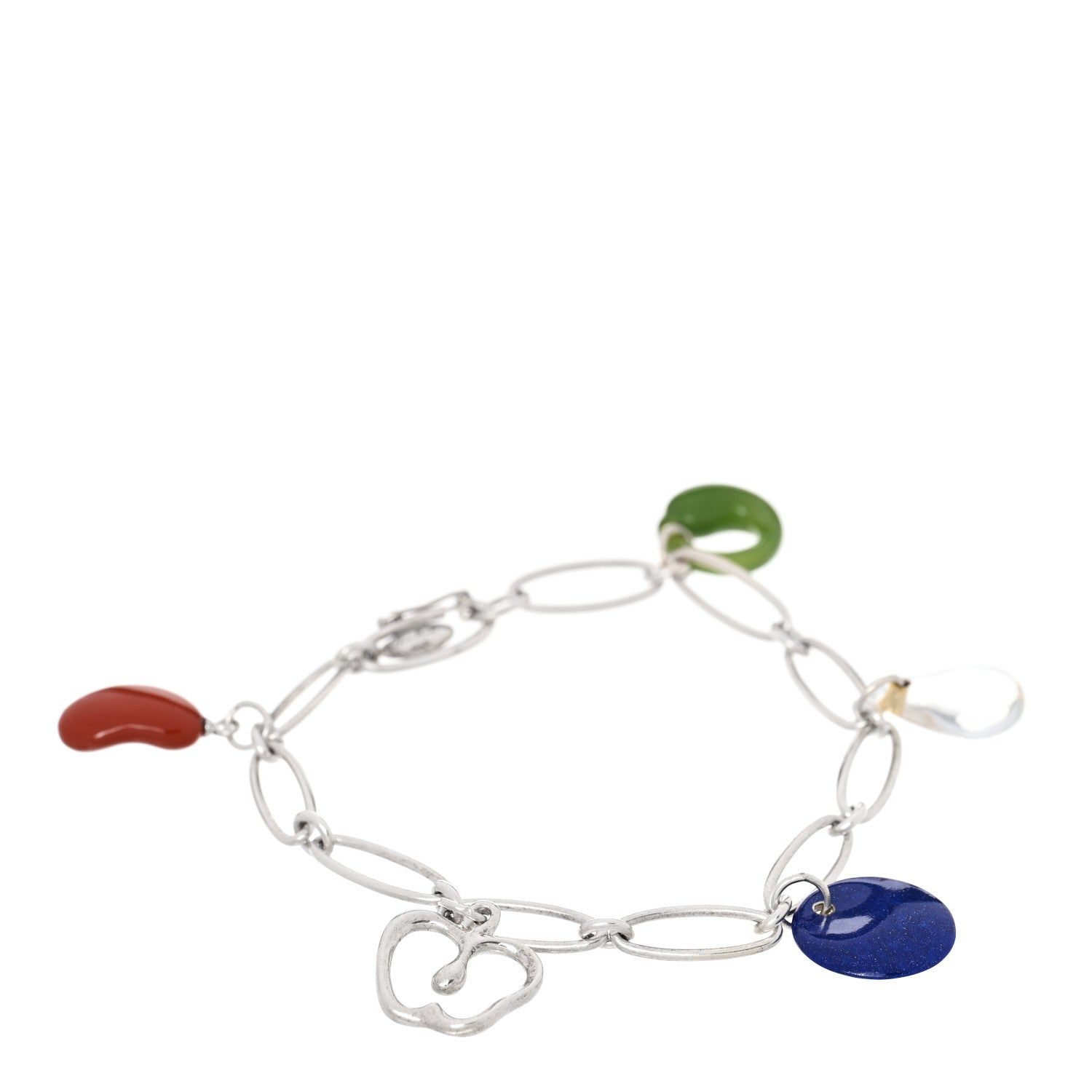 Sterling SIlver Multi Gemstone Elsa Peretti Five Charm Bracelet