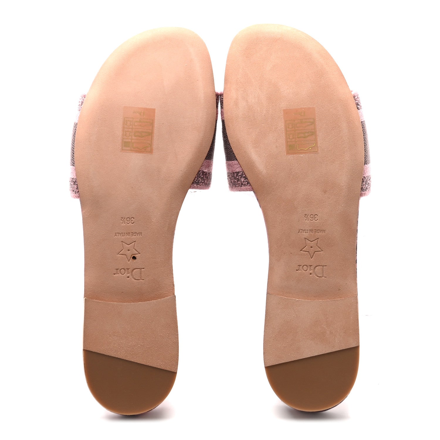 Canvas Toile De Jouy Embroidered Dway Flat Slide Sandals 36.5 Chateau Rose