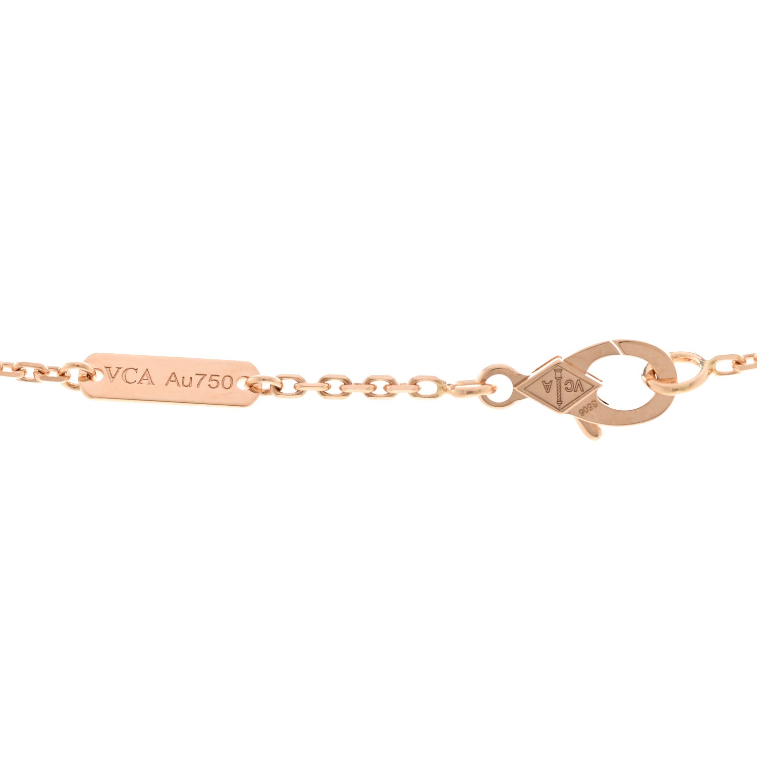 18K Rose Gold Diamond Pink Mother of Pearl Vintage Alhambra Pendant Necklace
