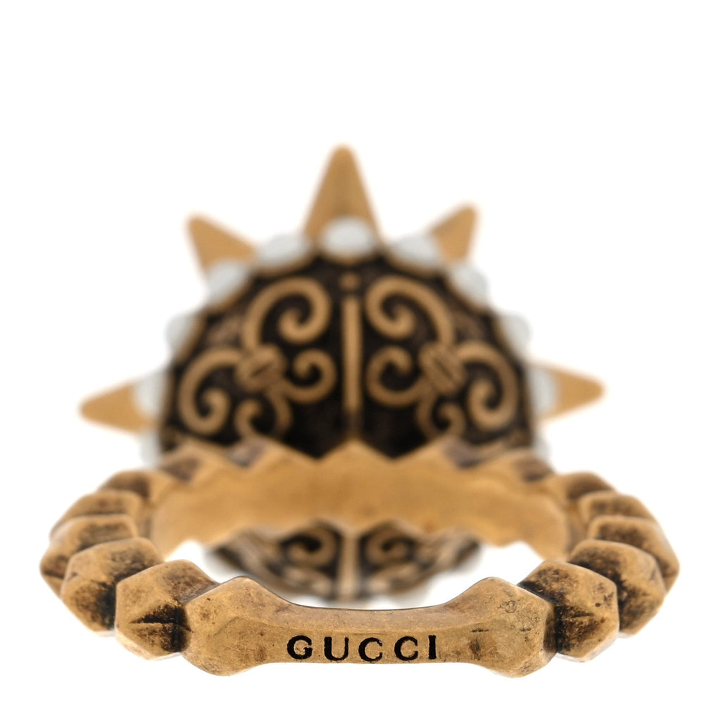 Metal Pearl Spike Studded Ring XS  Aged Gold
