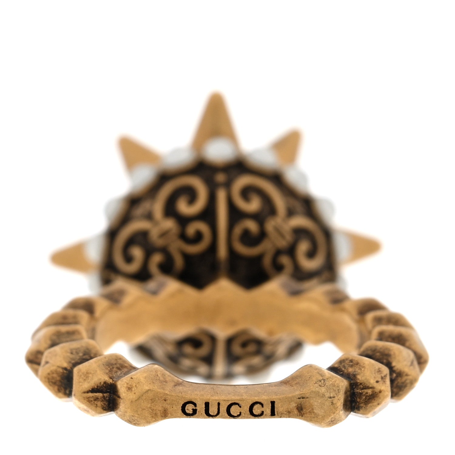 Metal Pearl Spike Studded Ring XS  Aged Gold