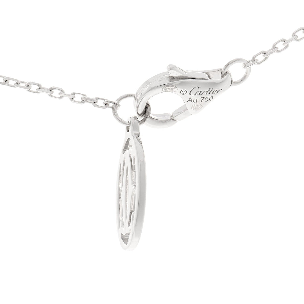 18K White Gold Diamond .23ct C De Cartier Pendant Necklace