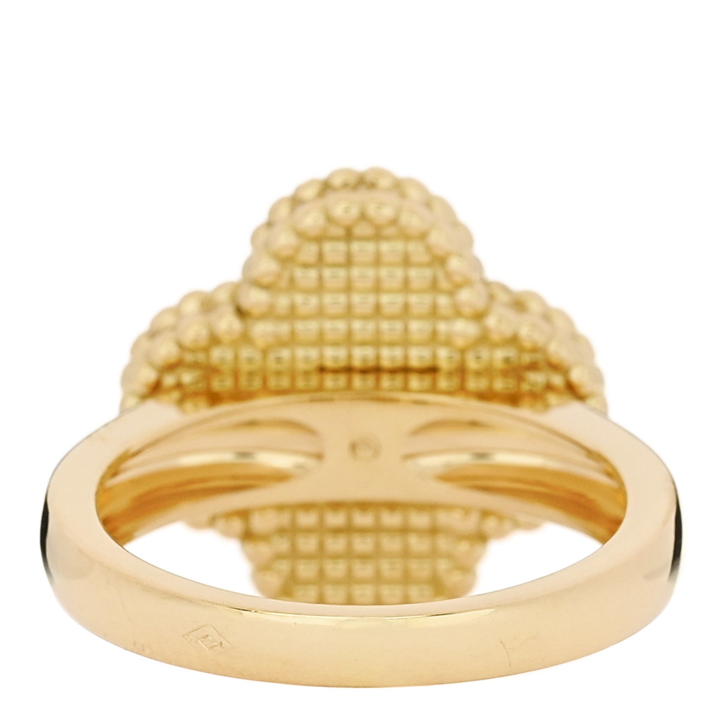 18K Yellow Gold Diamond Malachite Vintage Alhambra Ring 48 4.5