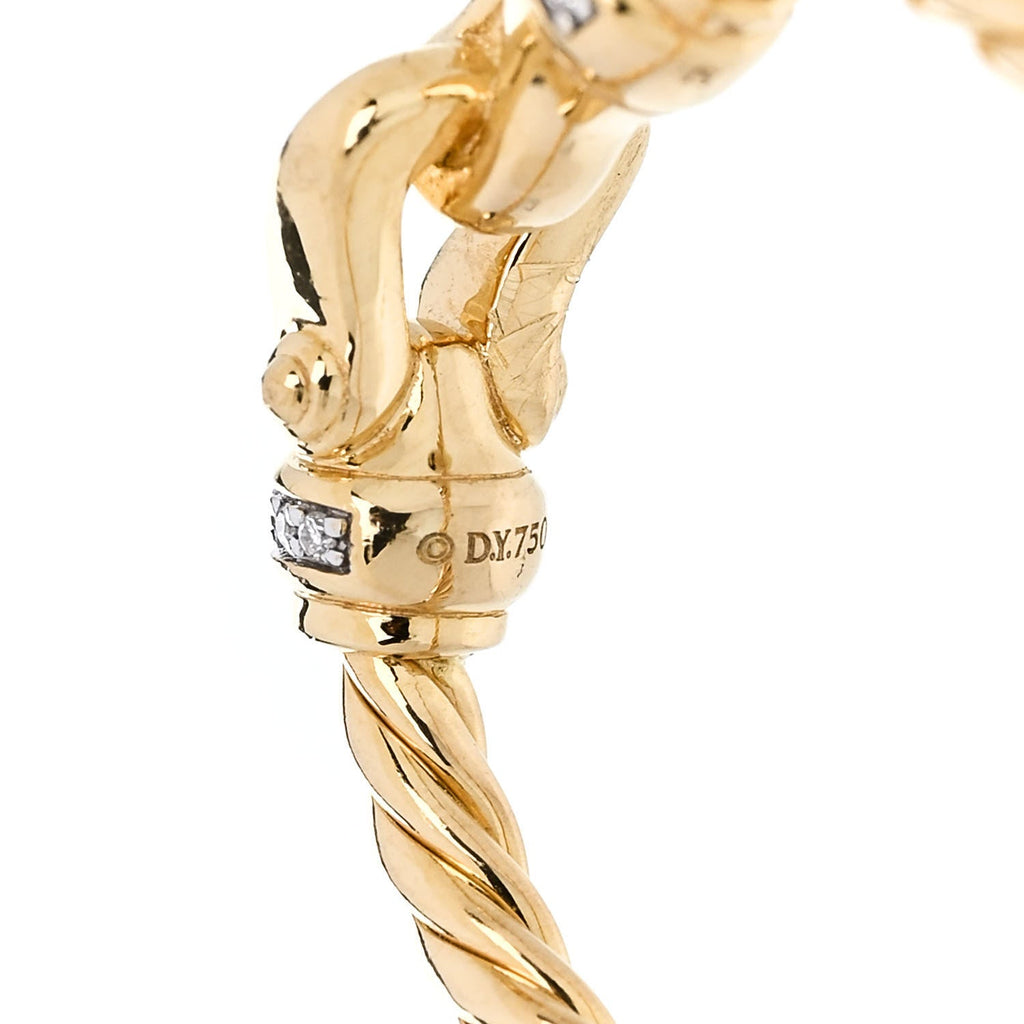 18K Yellow Gold Diamond Petite Buckle Cable Ring 53 6.5