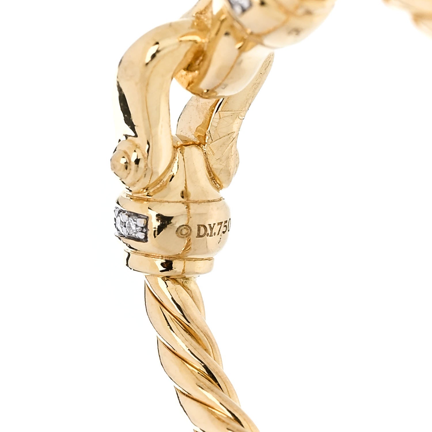 18K Yellow Gold Diamond Petite Buckle Cable Ring 53 6.5