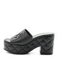 Lambskin Quilted CC Platform Mules 37.5 Black