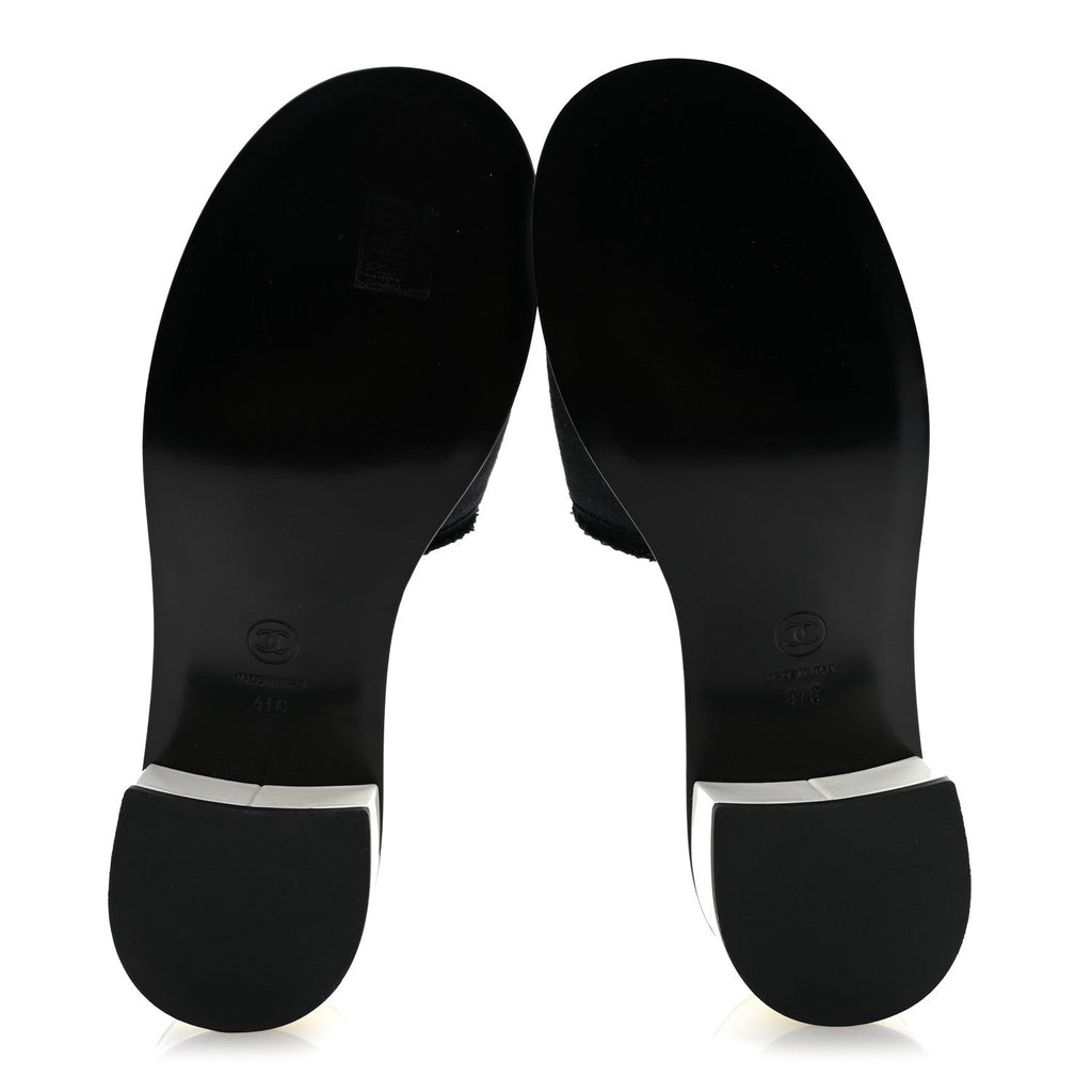 Cotton Logo Mule Sandals 41 Black White