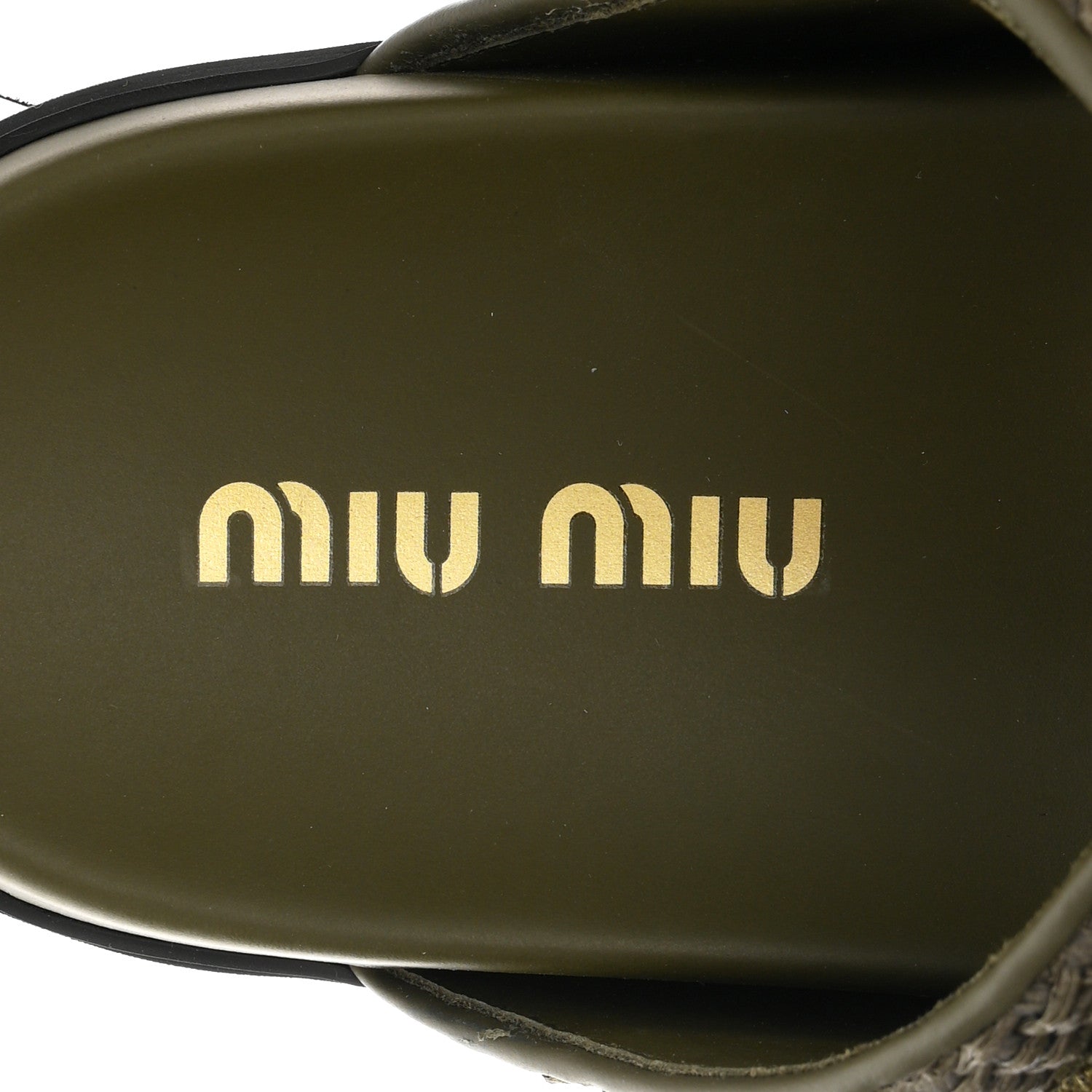 Raffia Logo Slide Sandals 38.5 Militare