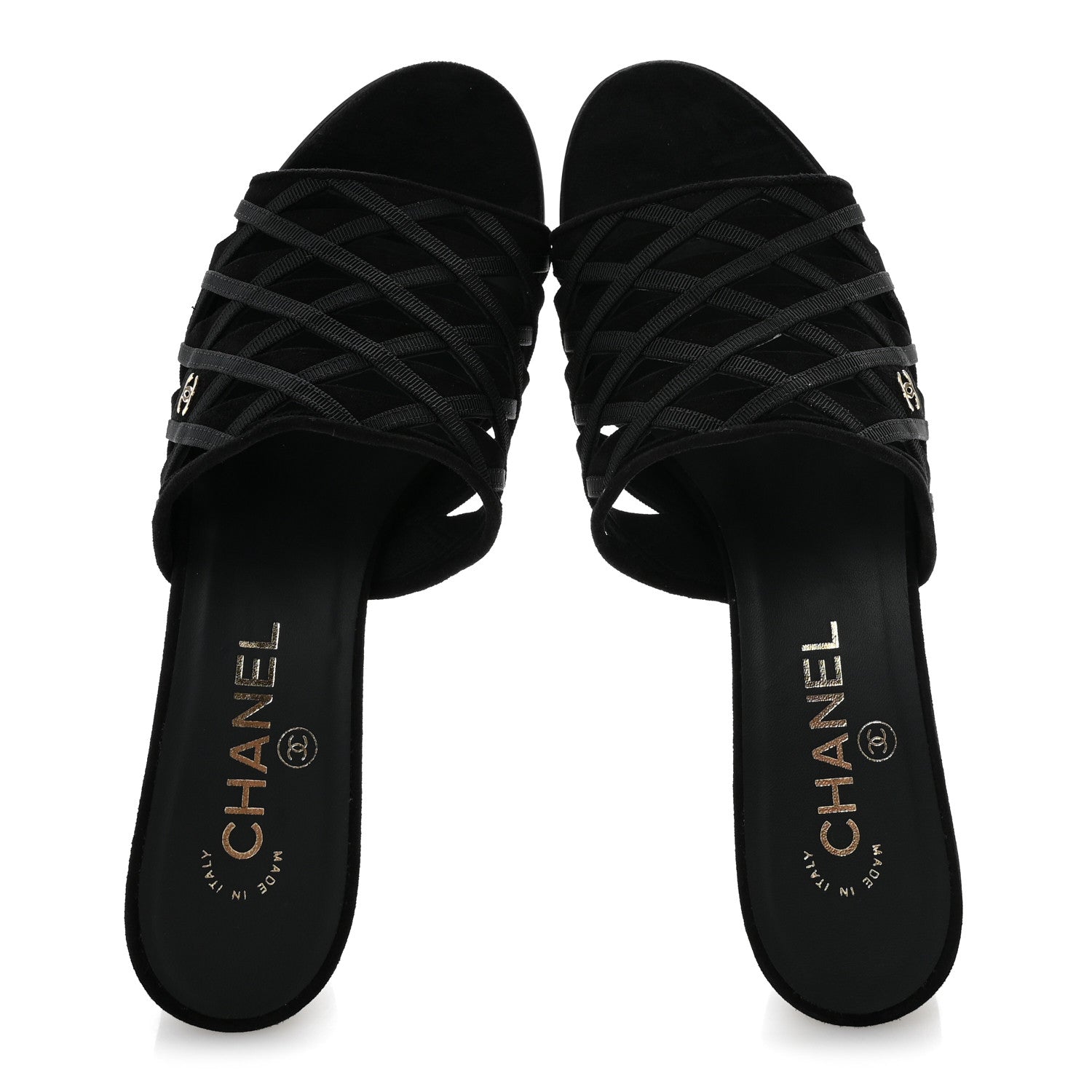 Suede Kidskin Grosgrain Sandals 39 Black