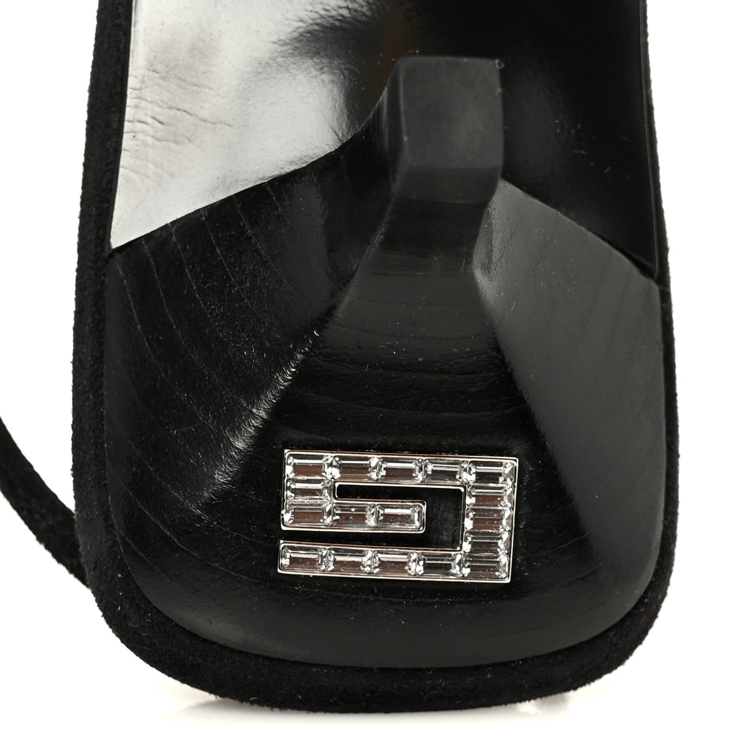 Tela Retino Kid Scamosciato Crystal GG Monogram Square G 35mm Slingback Pumps 39 Black