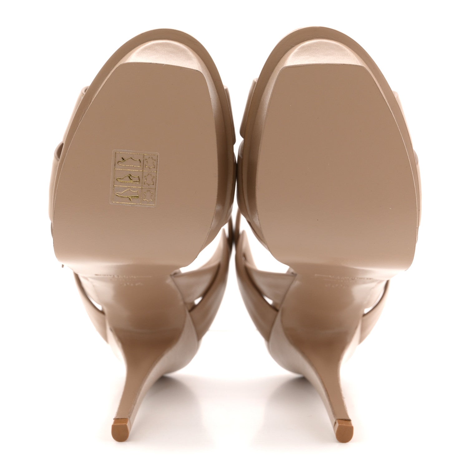 Calfskin Tribute 105 Platform Sandals 36.5 Dark Beige