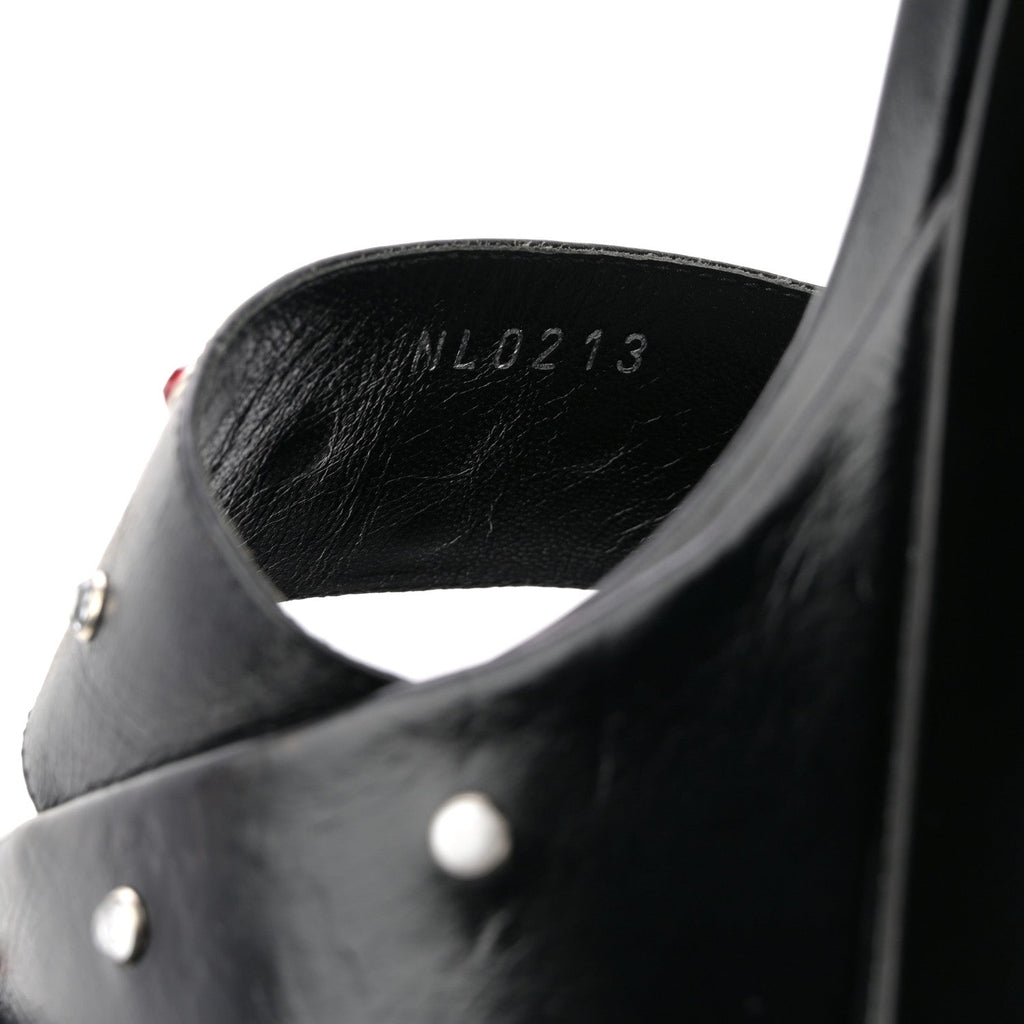 Calfskin Studded Fame Platform Sandals 37 Black