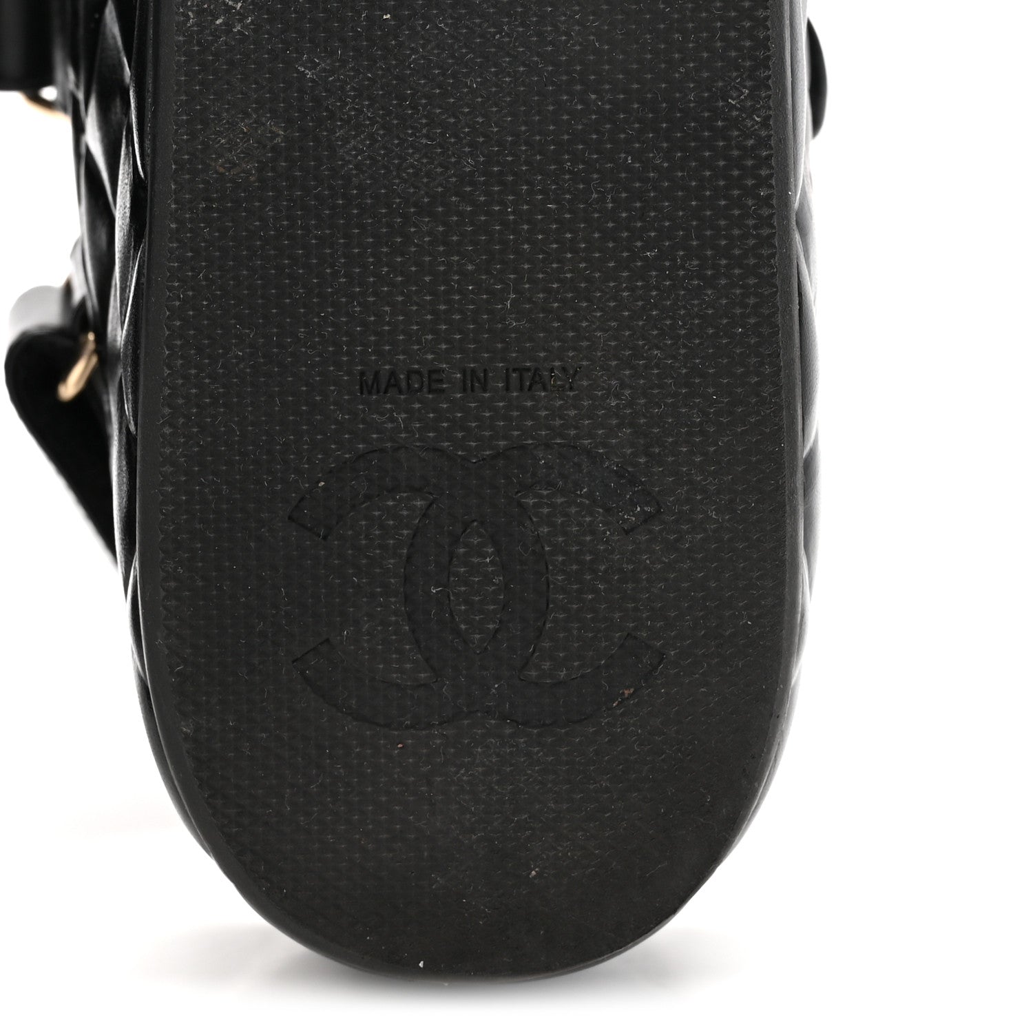 Shiny Calfskin Logo Platform Sandals 38 Black