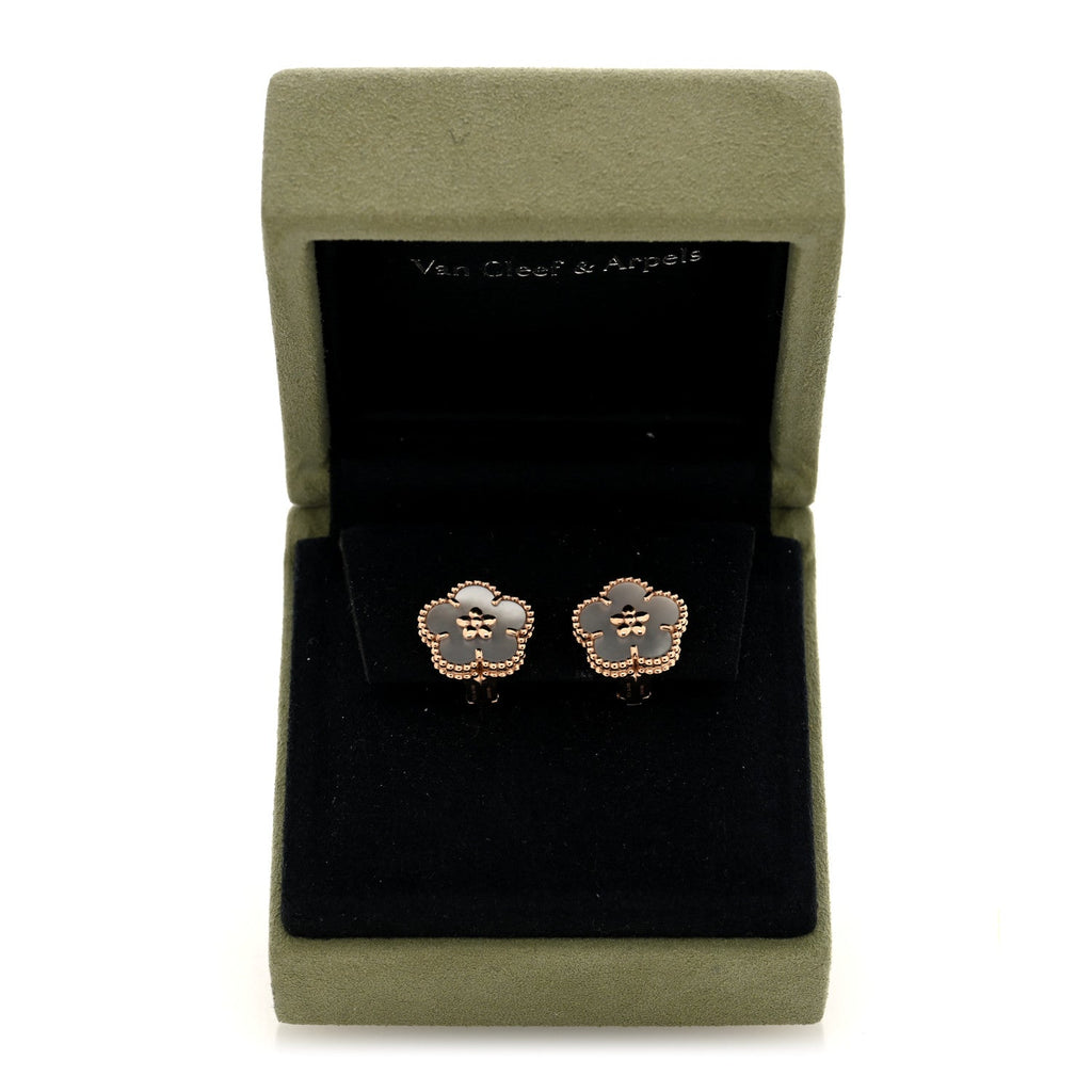 18K Yellow Gold Black Onyx Sweet Alhambra Earrings