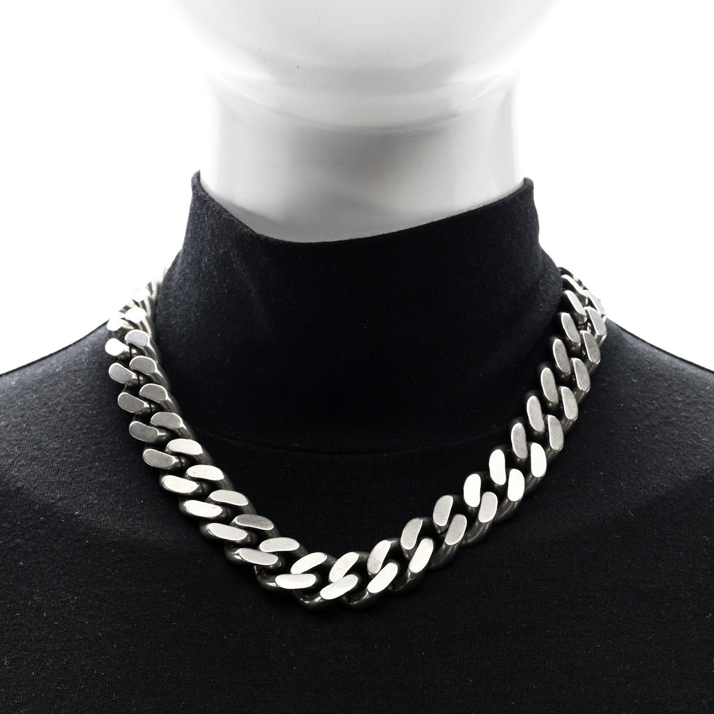 Metal Curb Chain Necklace Oxidized Silver