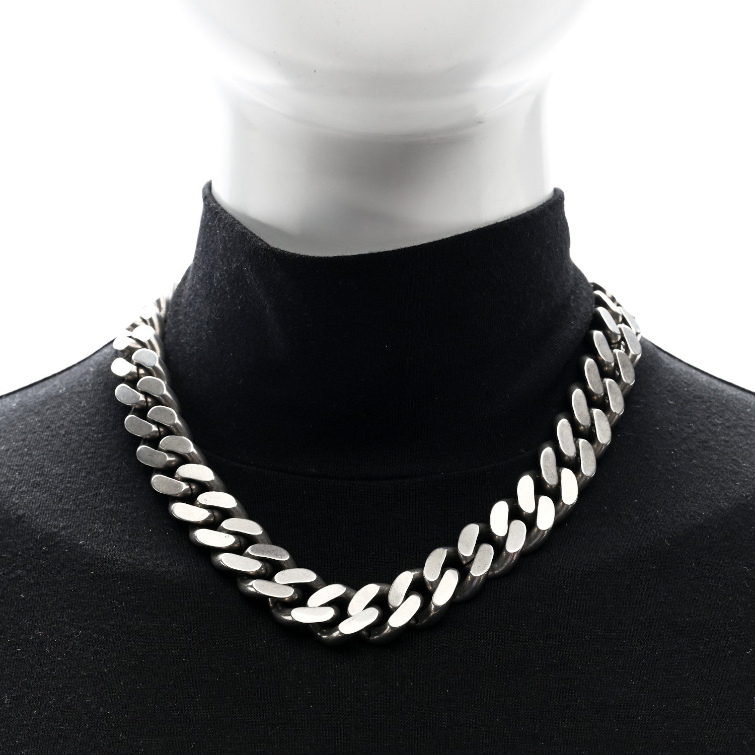 Metal Curb Chain Necklace Oxidized Silver