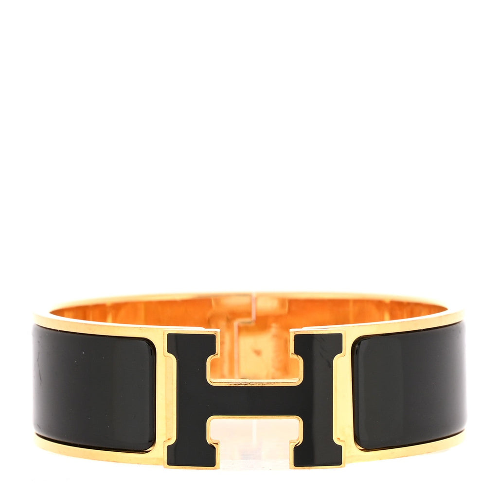 Enamel Wide Clic Clac H Bracelet GM Black