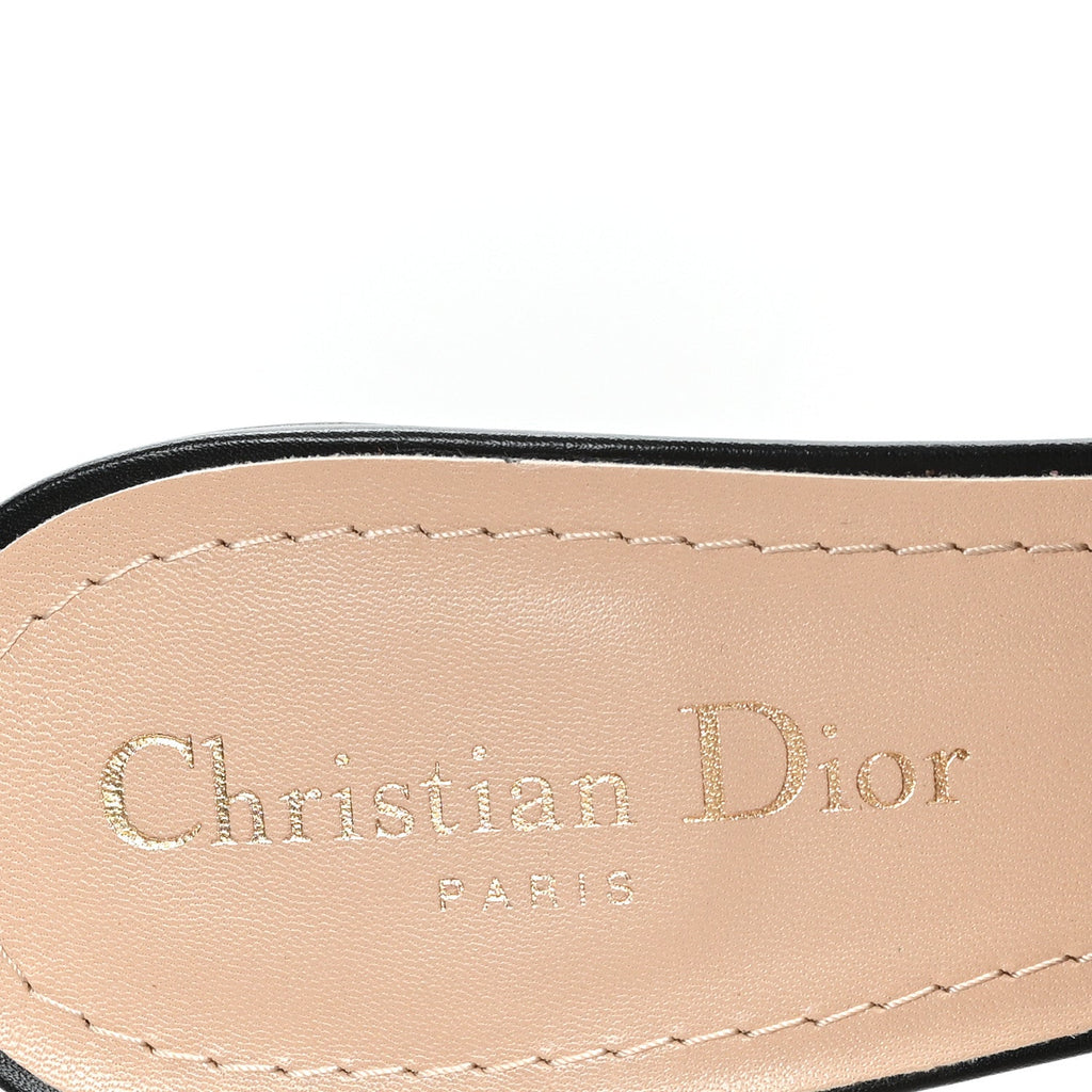 Cotton Embroidered Dway 85mm Slide Sandals 40 Black
