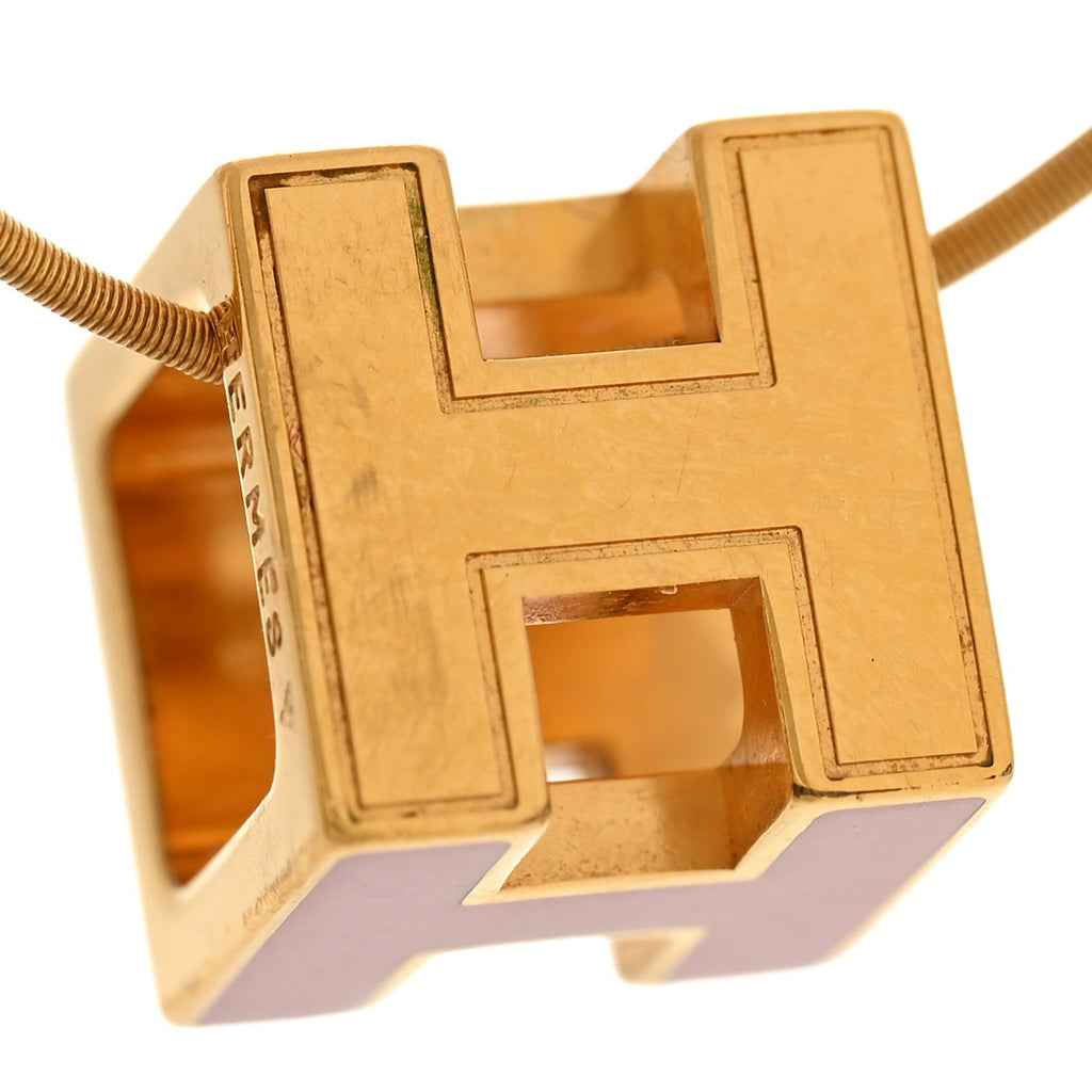 Gold Lacquered Cage d'H Pendant Necklace Rose Dragee