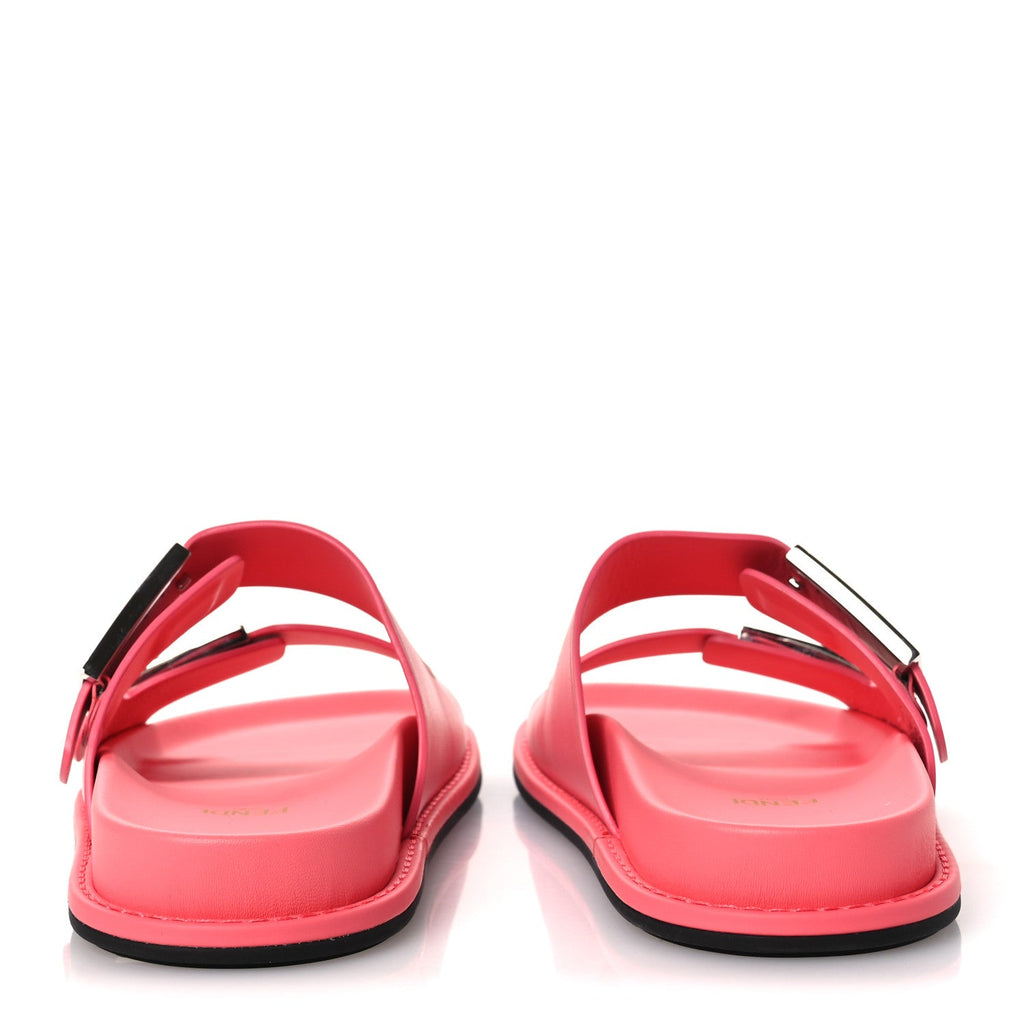Vitello Fendi Feel Buckled Slide Sandals 38 Pink Dalia