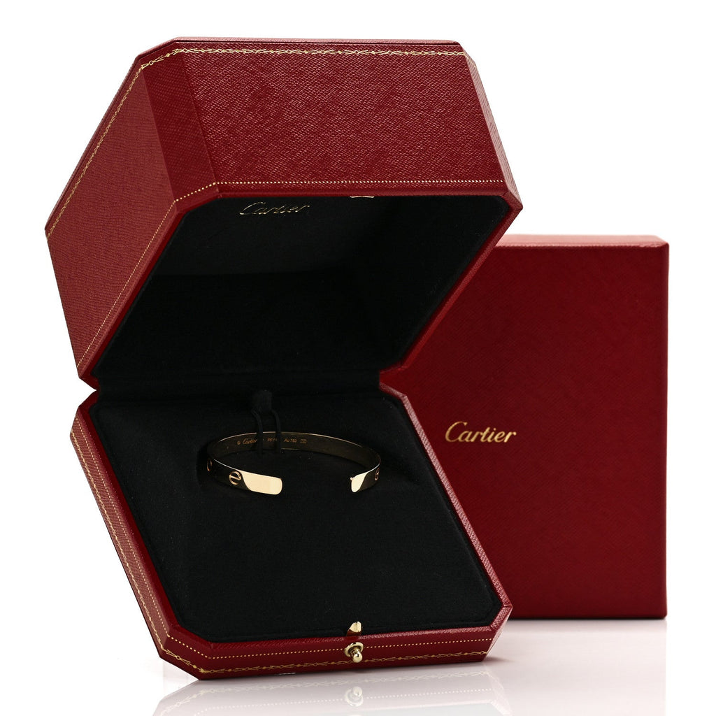 18K Yellow Gold LOVE Cuff Bracelet 17