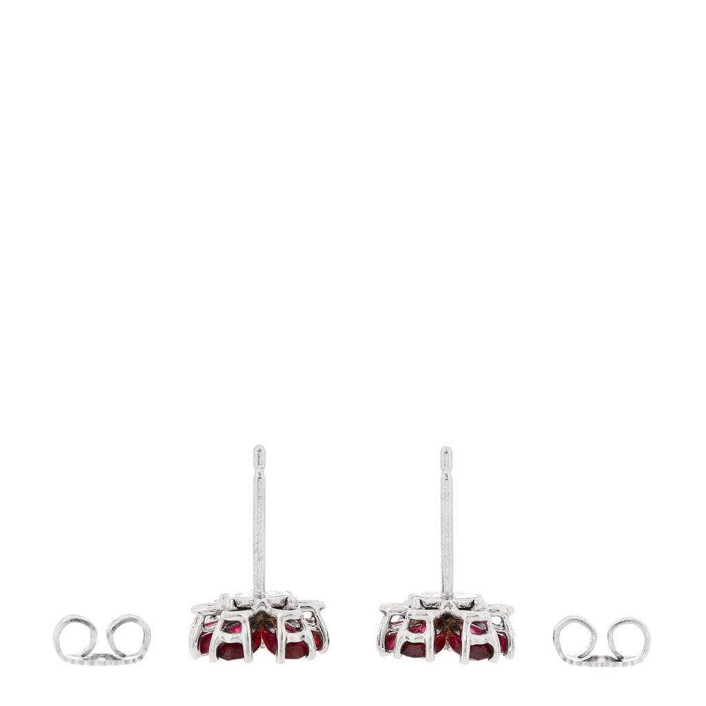 Platinum Ruby Diamond Forget Me Not Earrings