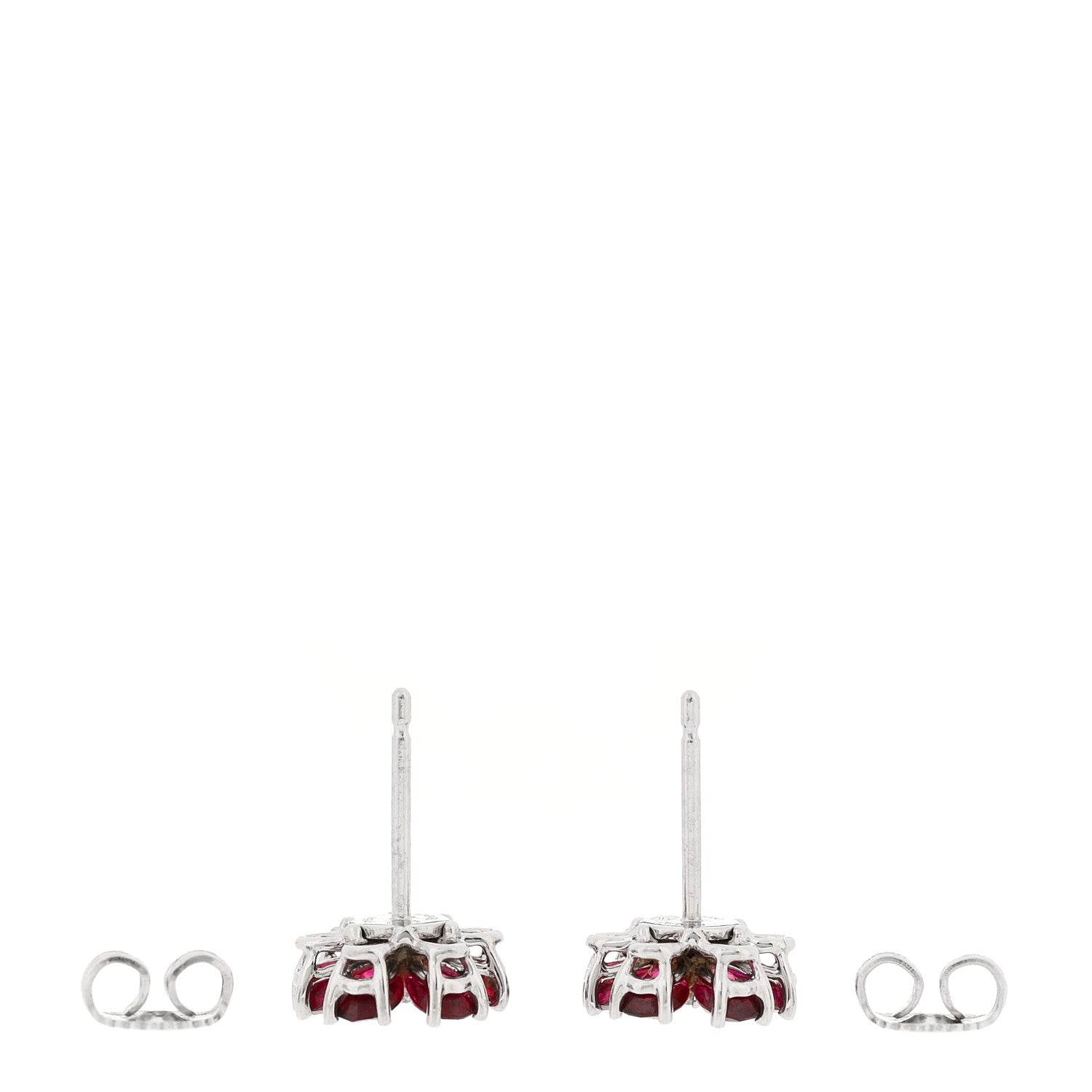 Platinum Ruby Diamond Forget Me Not Earrings