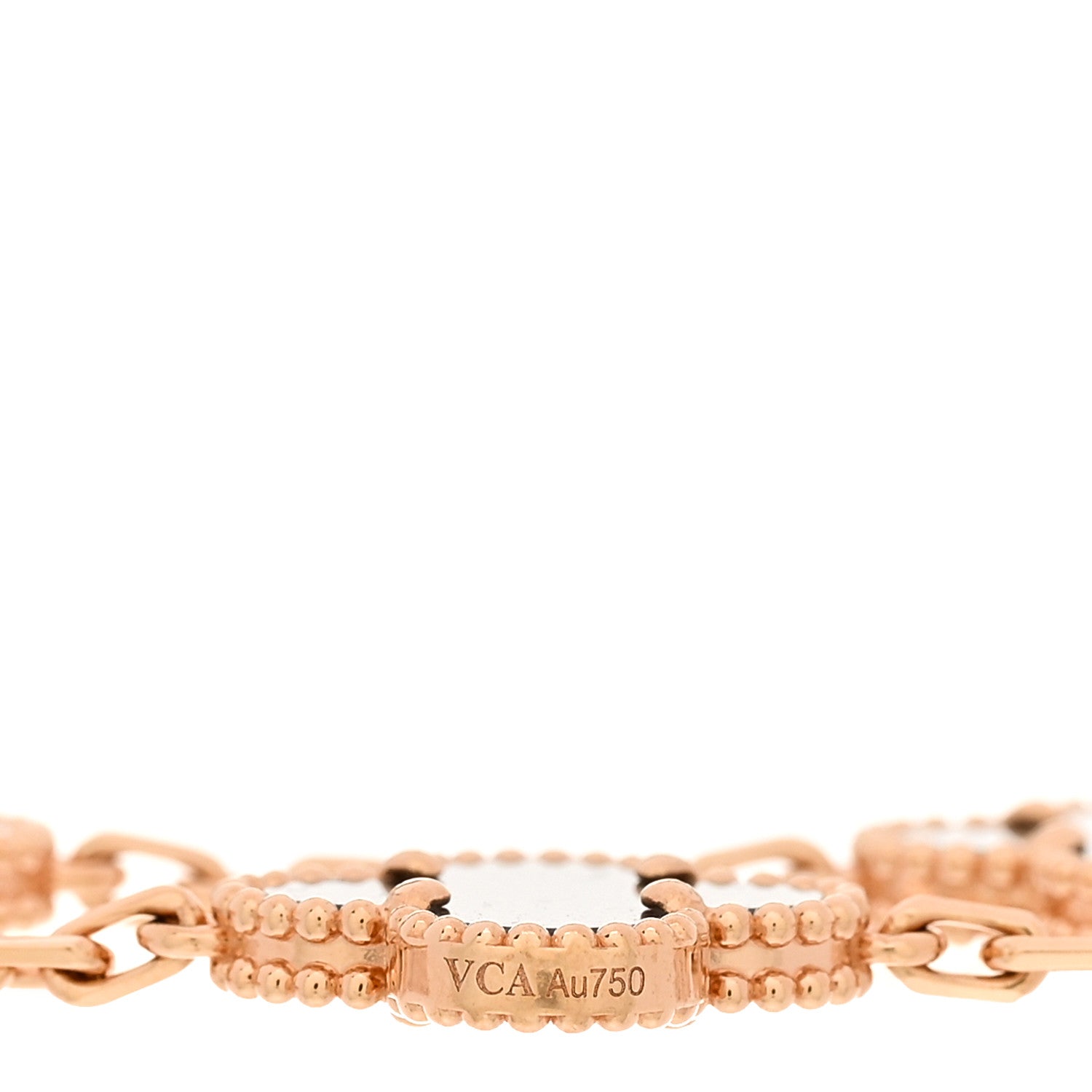 18K Rose Gold Silver Obsidian 5 Motifs Vintage Alhambra Bracelet