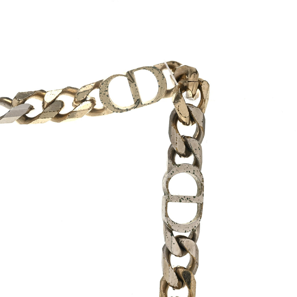 Brass CD Icon Thin Chain Link Necklace Silver Gold