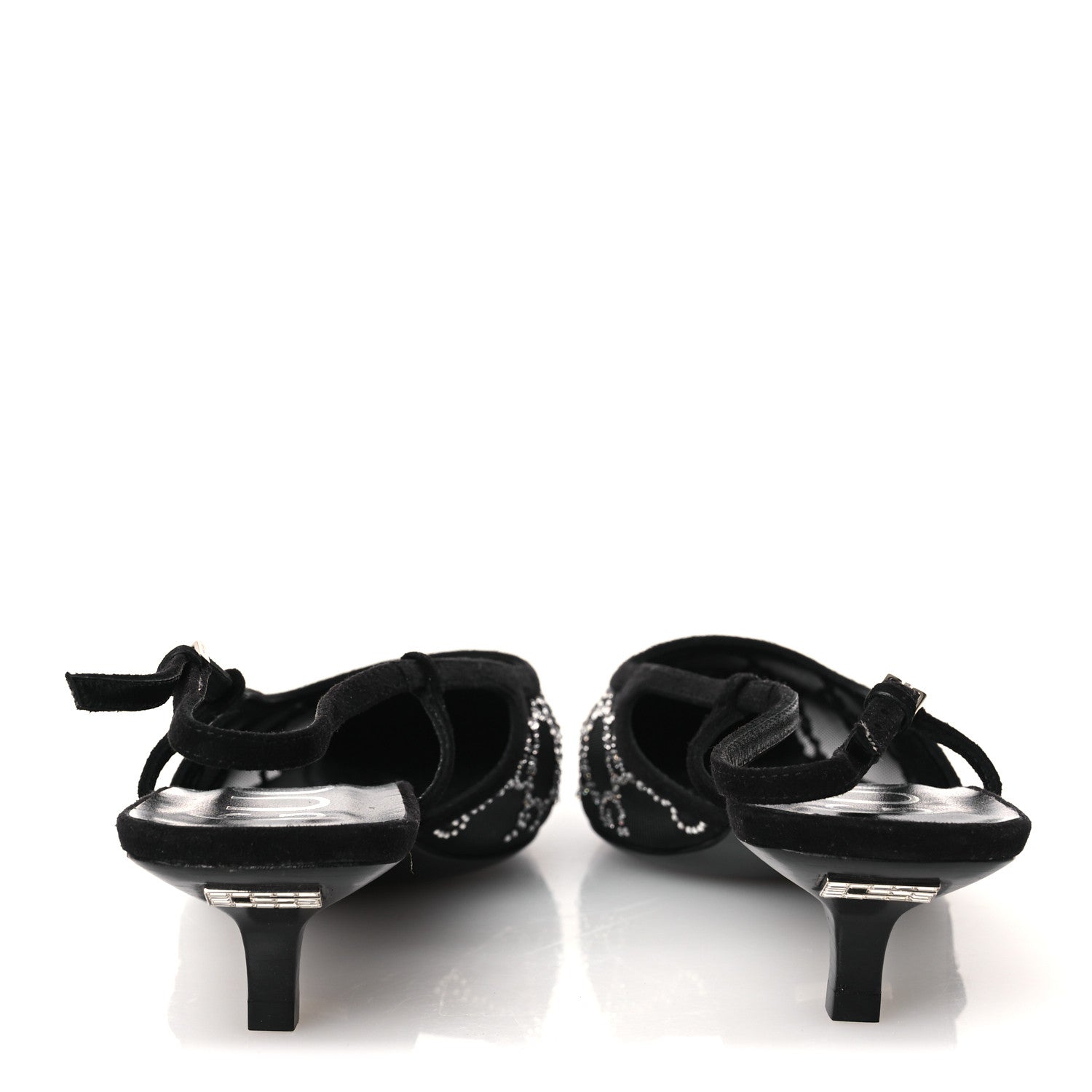 Tela Retino Kid Scamosciato Crystal GG Monogram Square G 35mm Slingback Pumps 39 Black