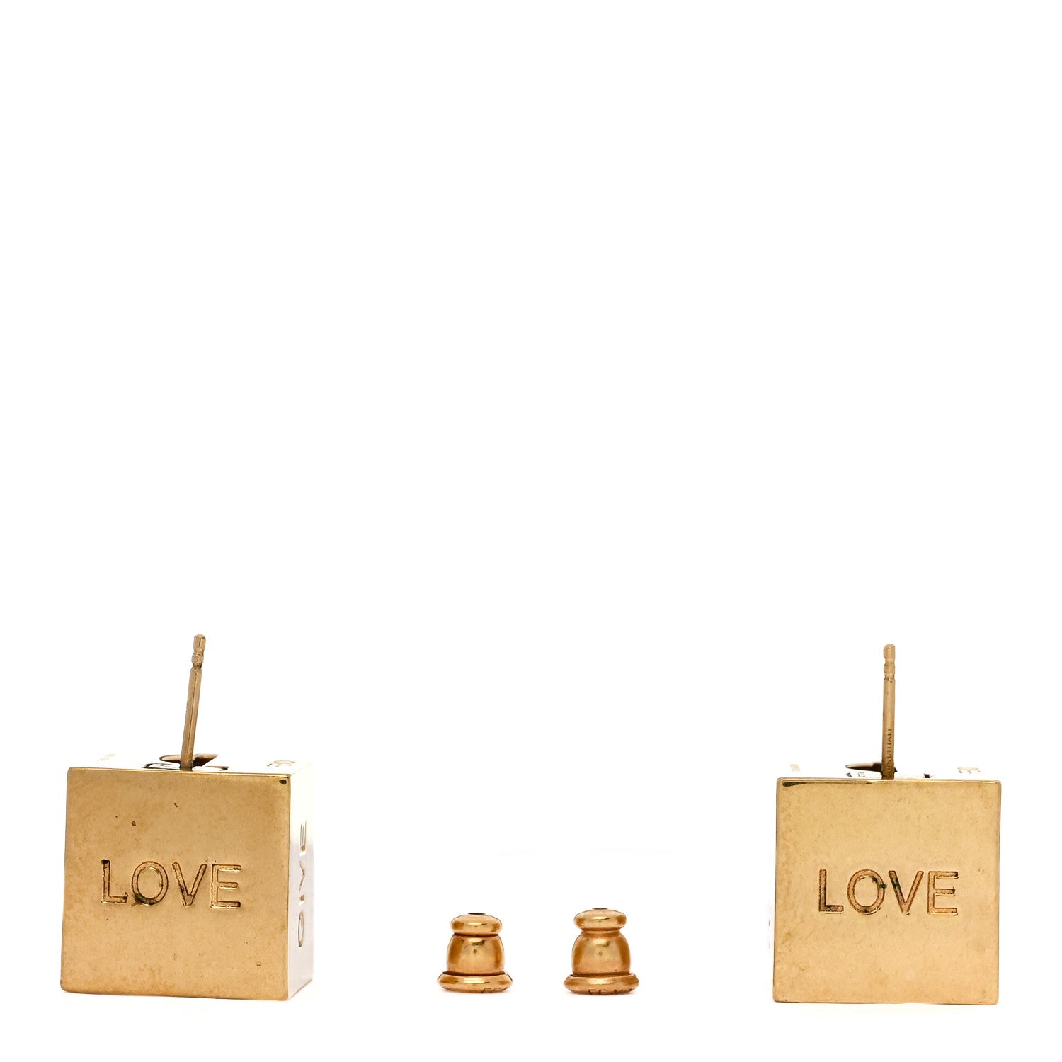 Metal Cube Earrings Gold