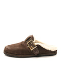 Suede Shearling Fendi Feel Buckled Clogs 36 Mogano Latte