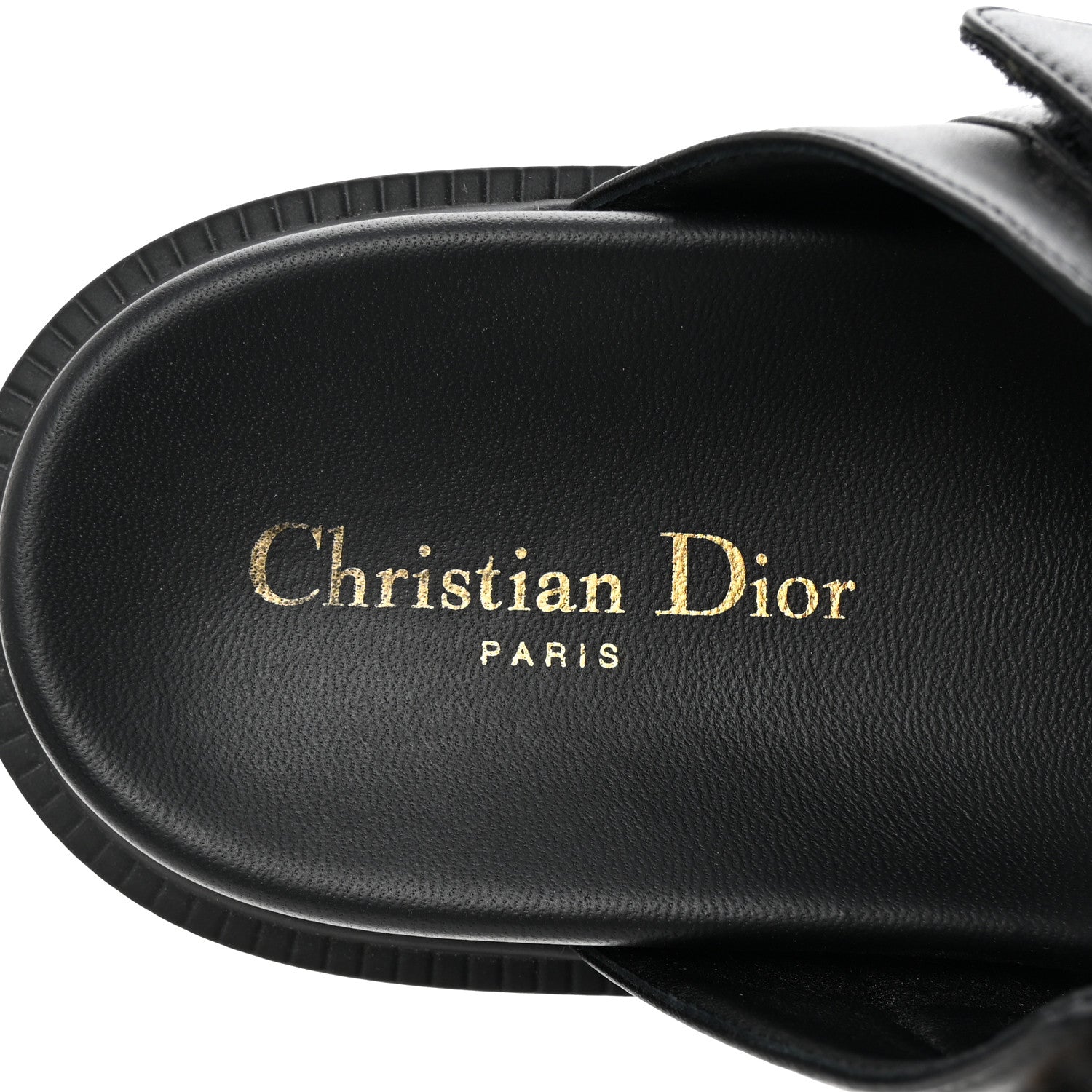 Lambskin Dioract 10mm Slide Sandals 39.5 Black