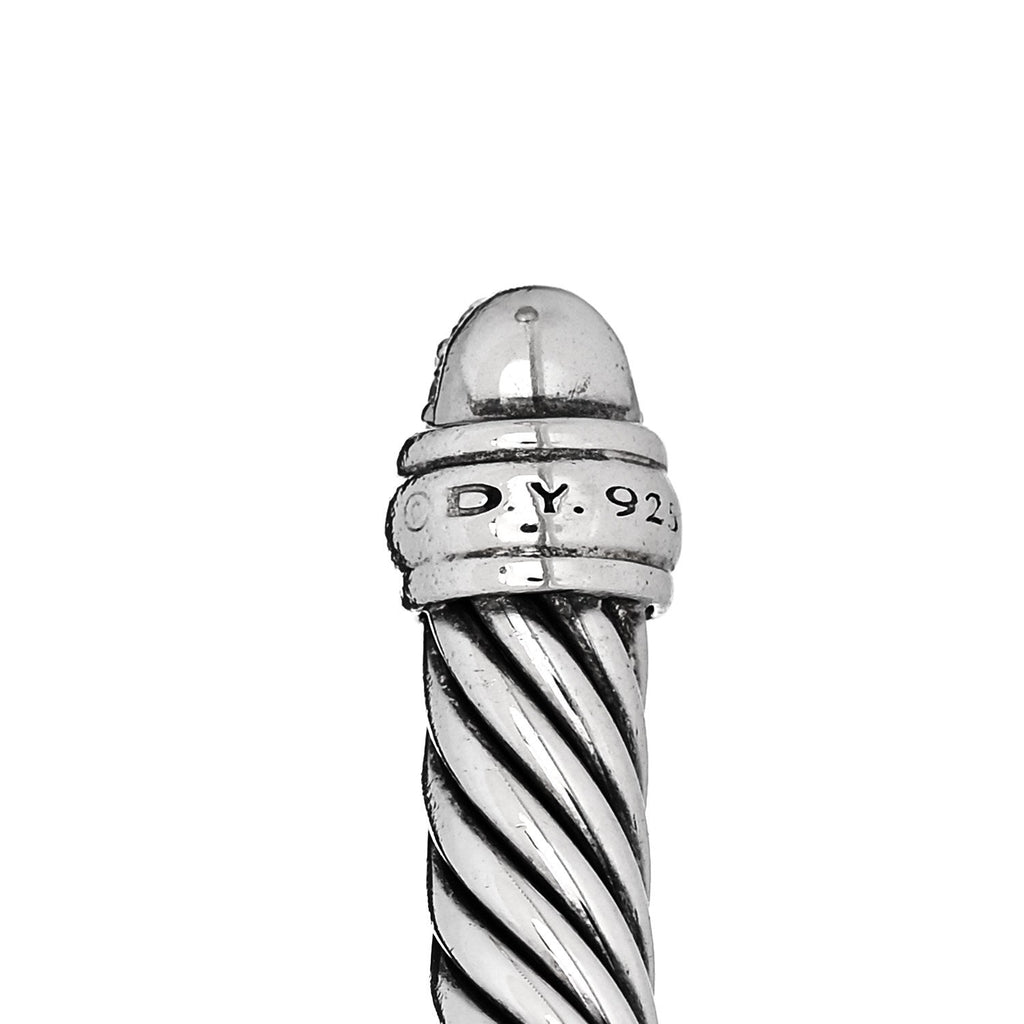 Sterling Silver Pave Diamond 5mm Cable Classics Bracelet