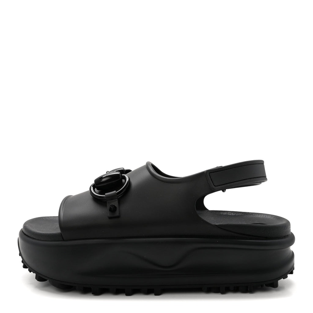 Soft Rubber Horsebit Touch Womens Strapped Sandals 38 Black