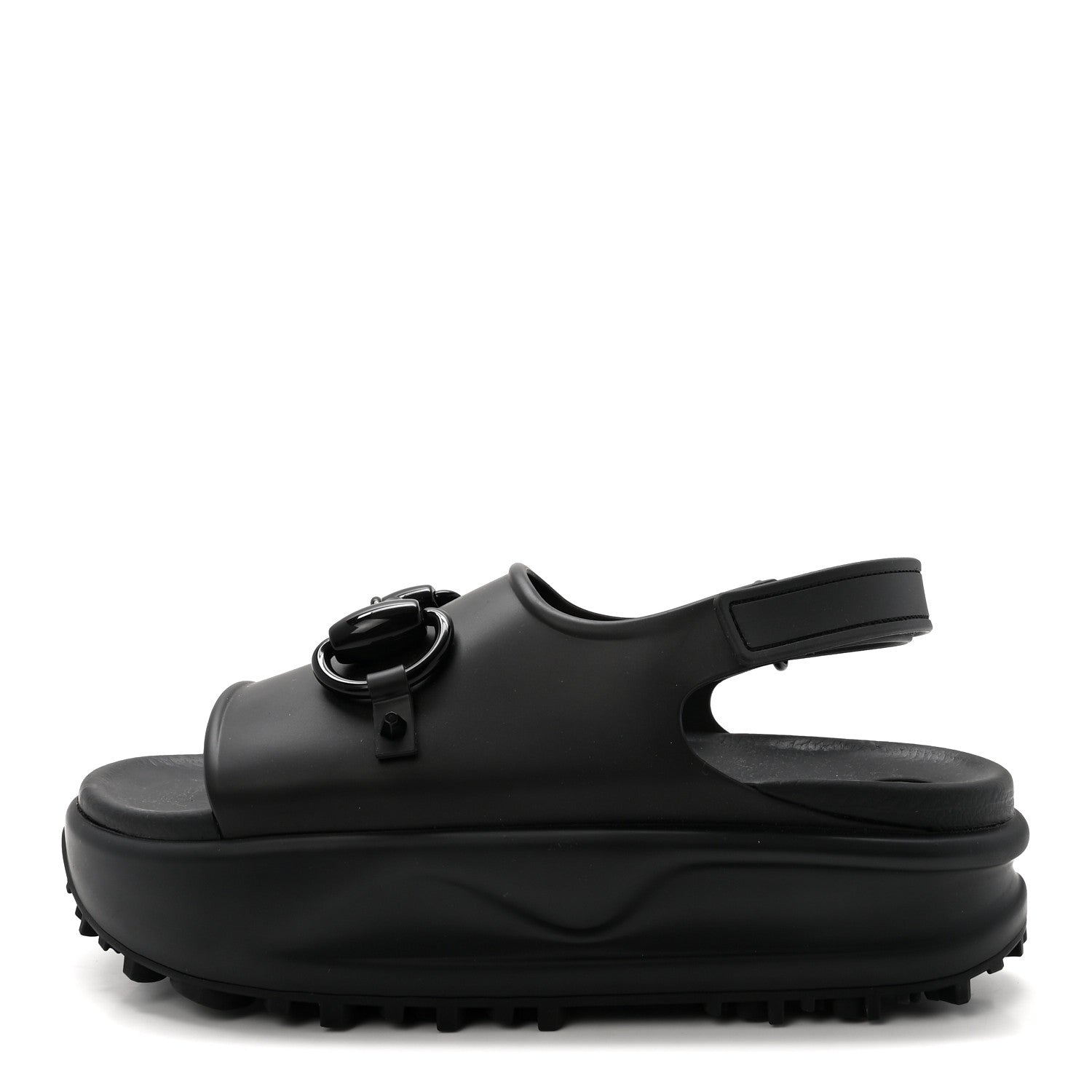 Soft Rubber Horsebit Touch Womens Strapped Sandals 38 Black