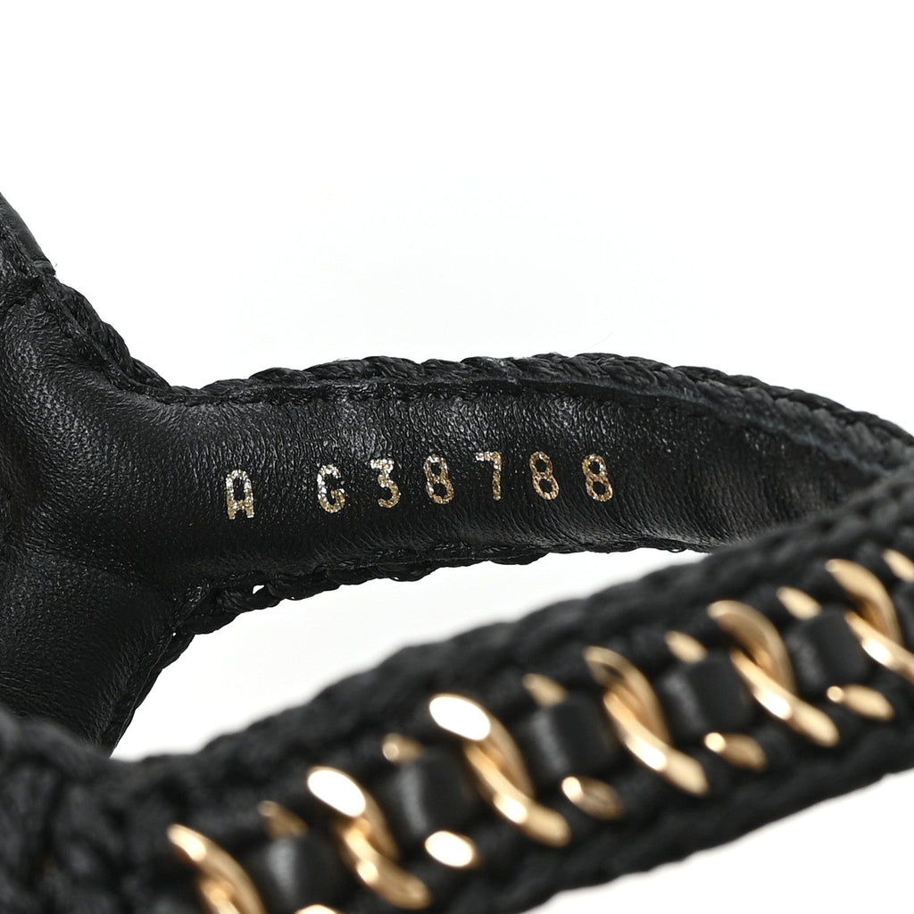 Lambskin Embroidered CC Thong Sandals 39 Black