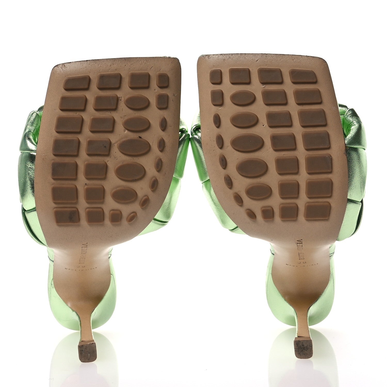 Metallic Nappa Maxi Intrecciato Lido 90mm Mule Sandals 38 Pistachio