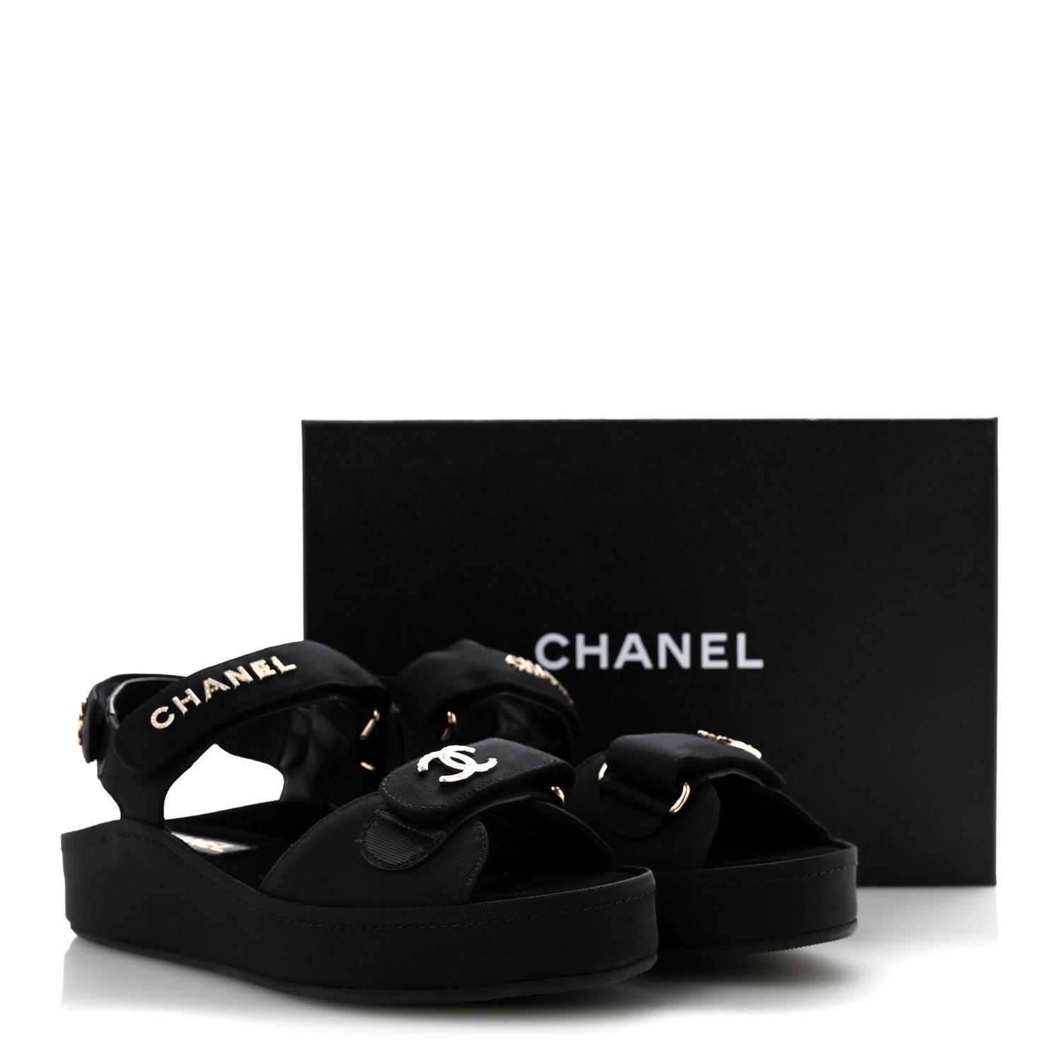 Grosgrain Crystal Logo Platform Sandals 38 Black