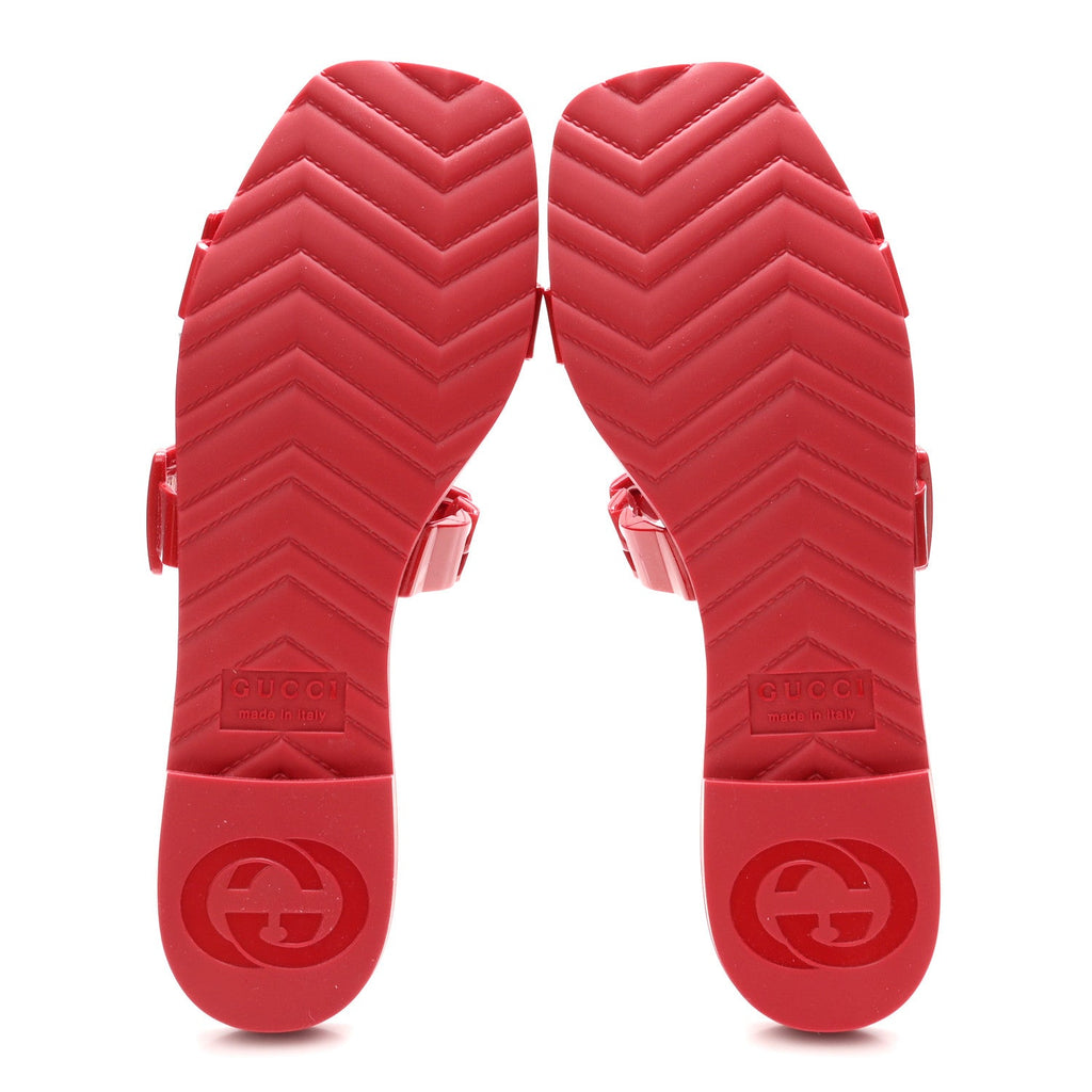 Rubber Womens Slide Sandals 36 Hibiscus Red